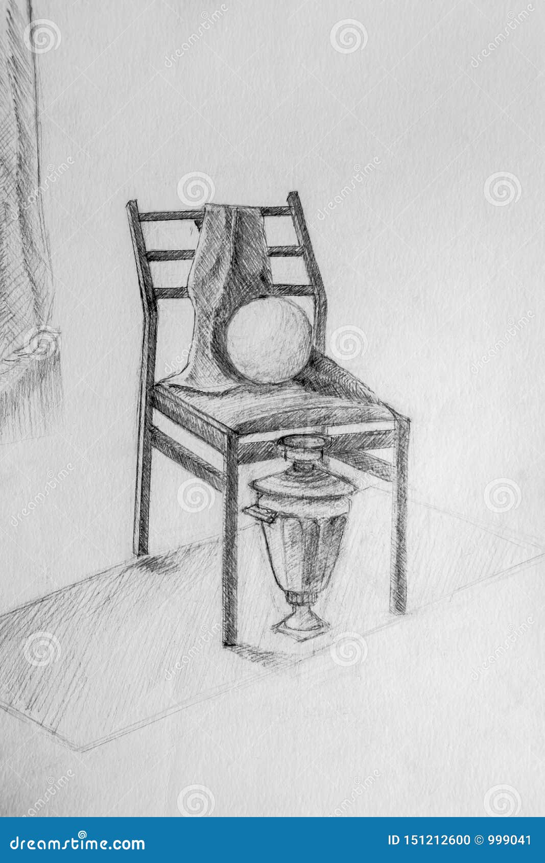Pencil Drawing Isolated Wooden Chair Cloth Stock Illustration 620997158 |  Shutterstock