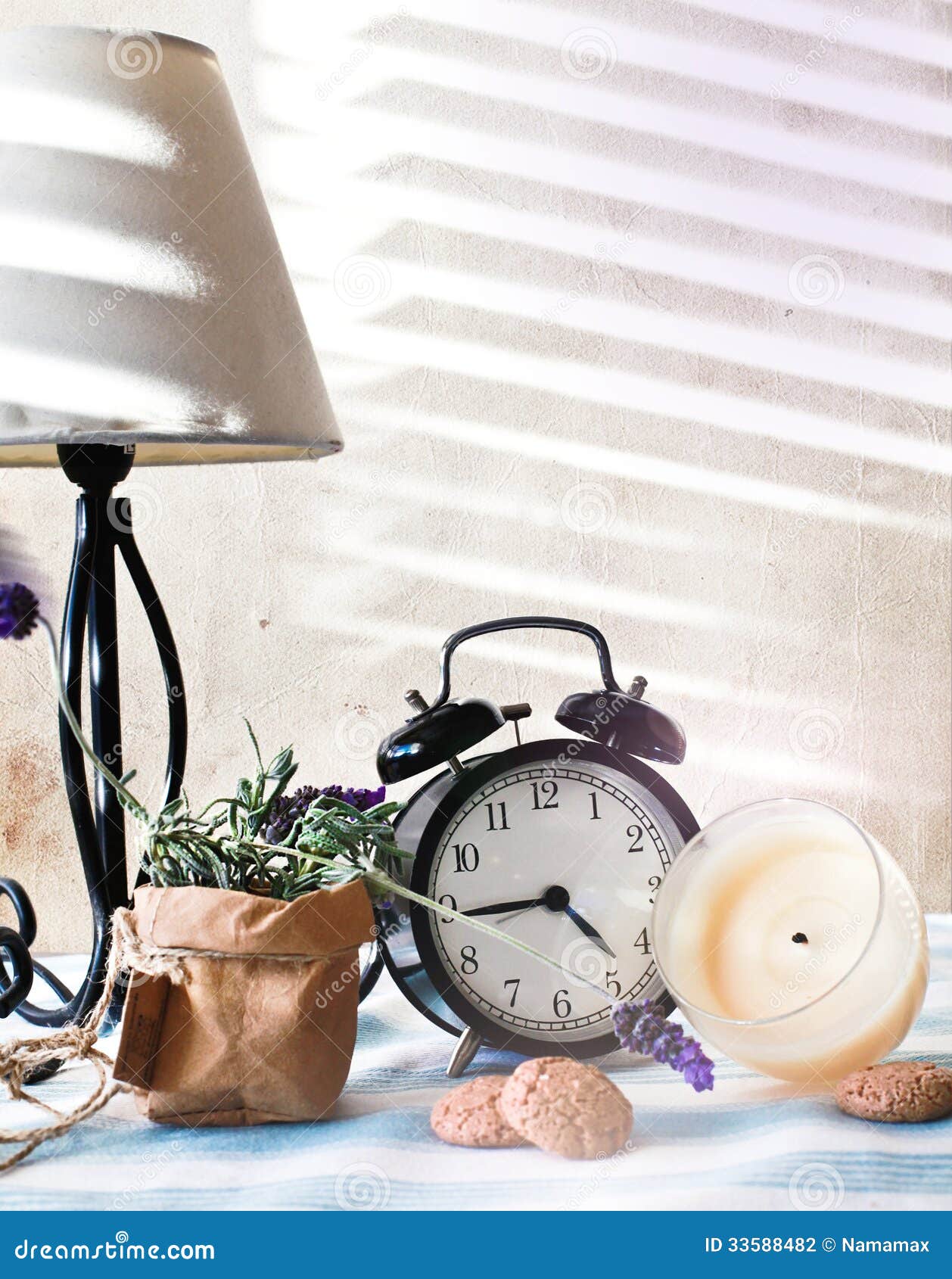 Vintage still life composition with clock