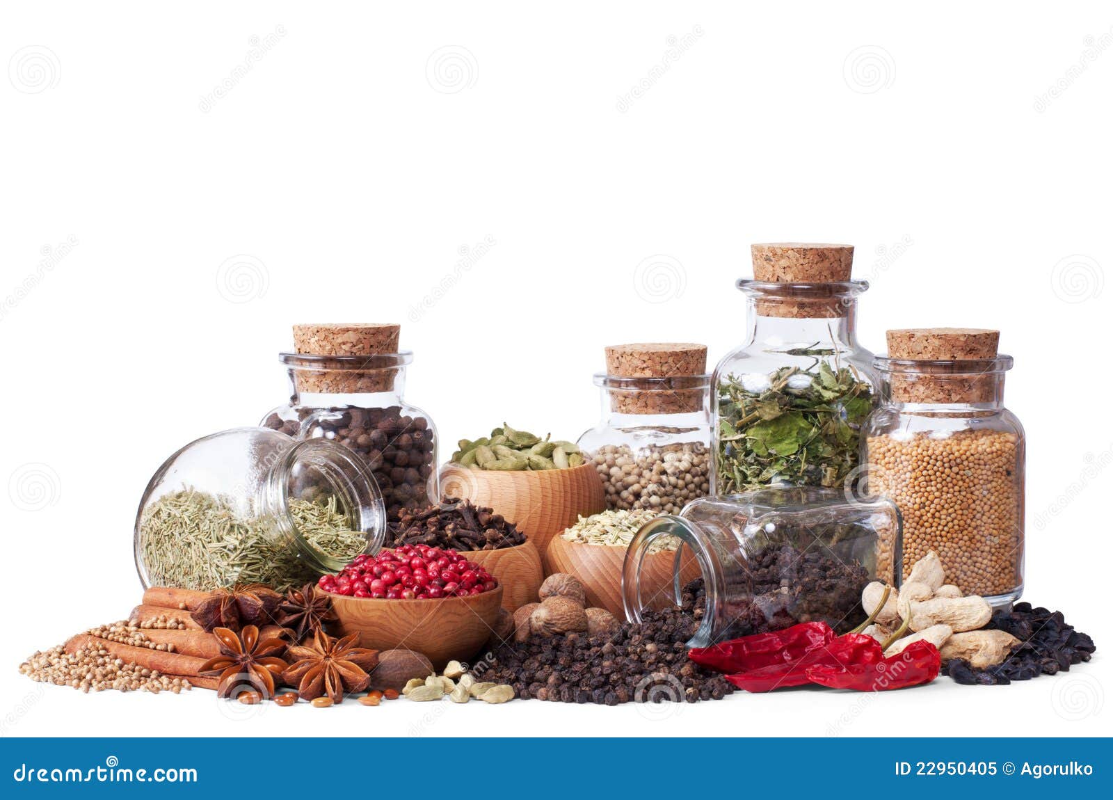 Still Life of Different Spices and Herbs Stock Image Image of bowl