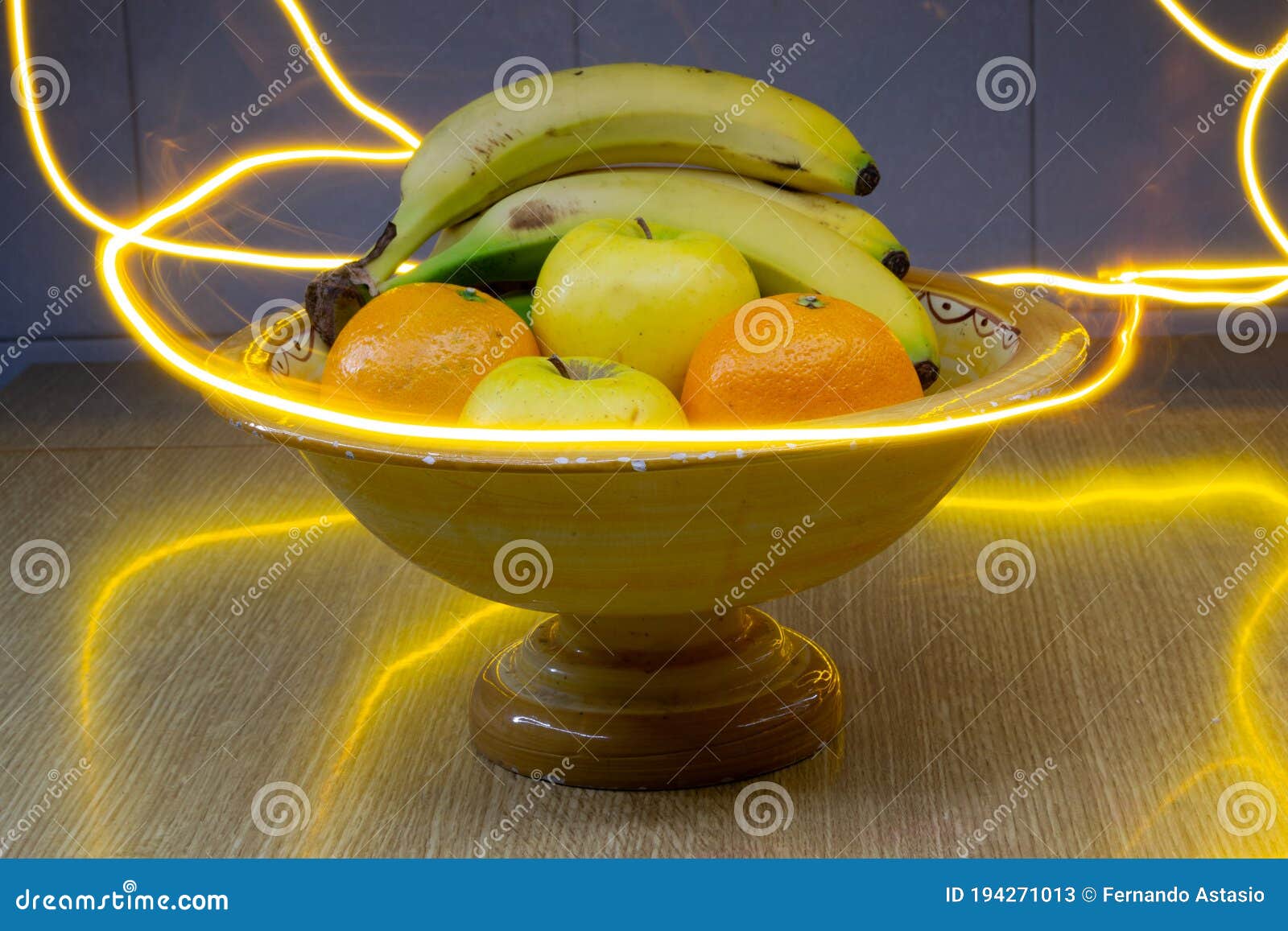 Still Life With Fruit Such As Banana Orange And Apple Stock Image