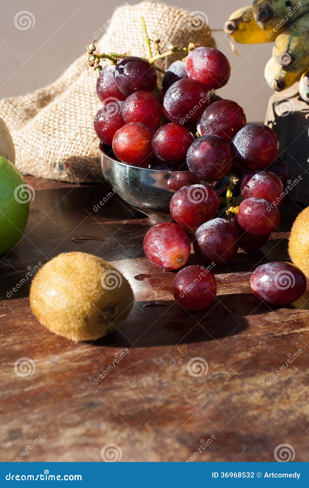 Still Life Fruits with Chinese Pear,kiwi,Red Apple,grapes and Cu Stock ...