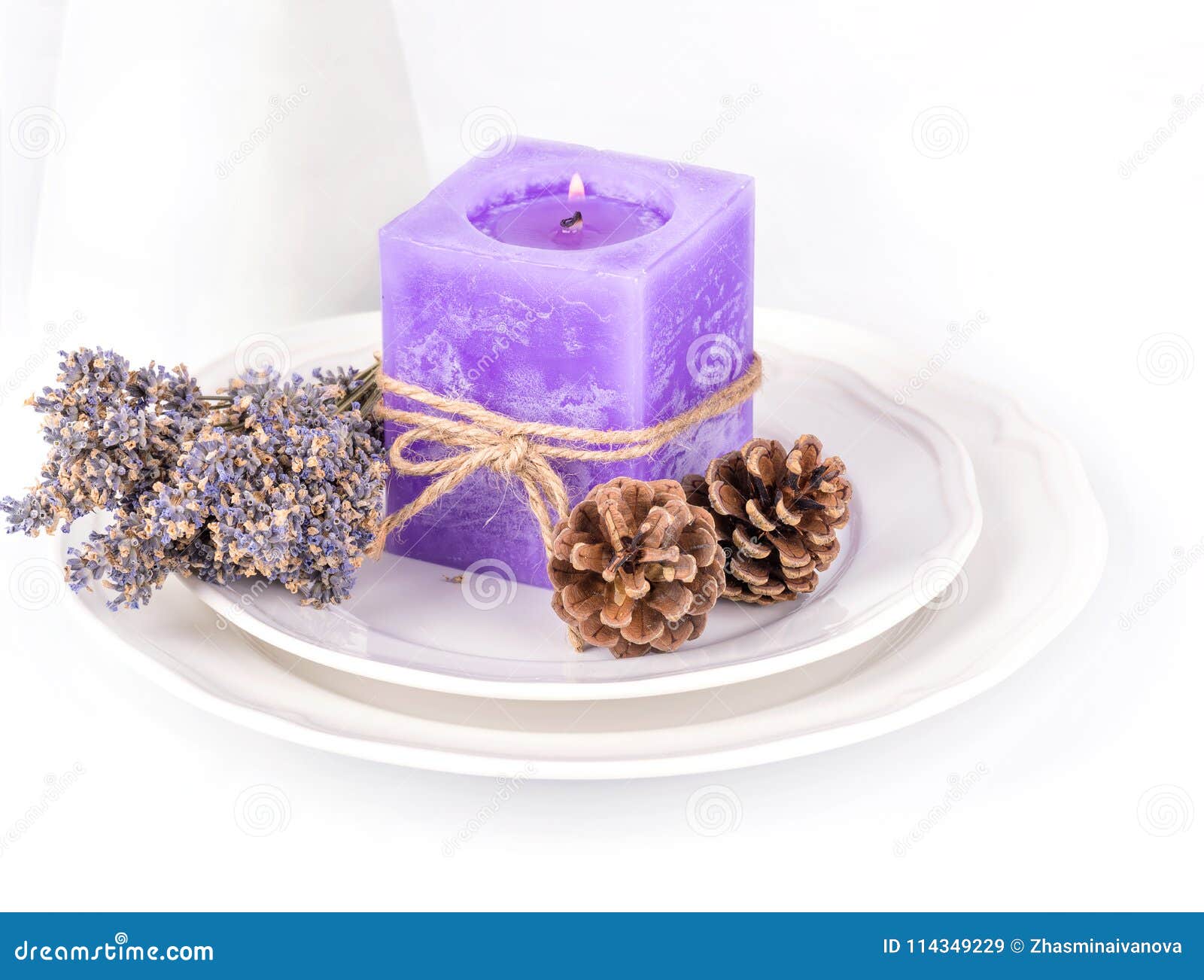 Lavender candle decoration stock image. Image of copy - 114349229