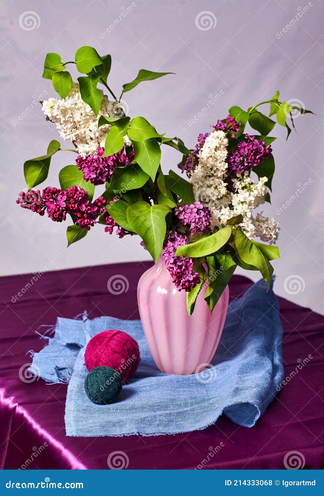 Still Life with Lilac Flowers in a Vase Stock Photo Image of foliage