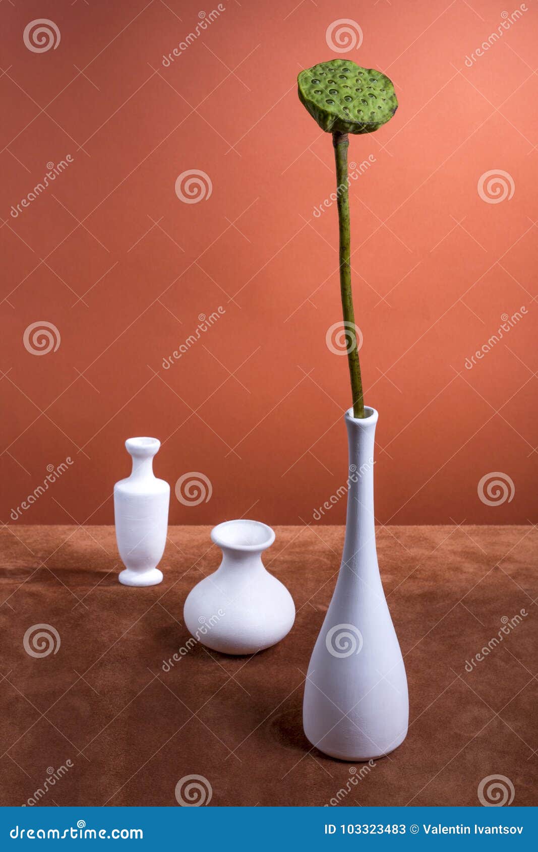 Still Life With A Lotus Flower Without Petals And Vases