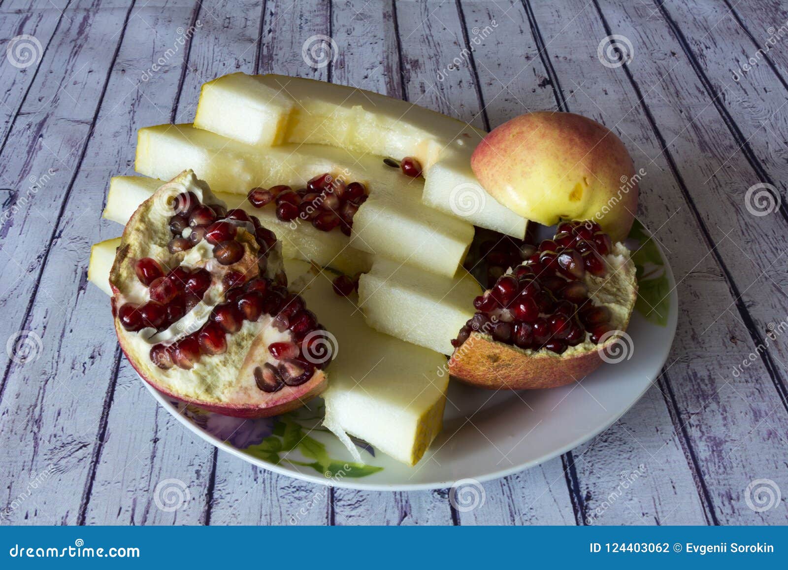 Melon, Apple and Pomegranate Slices Stock Photo Image of life