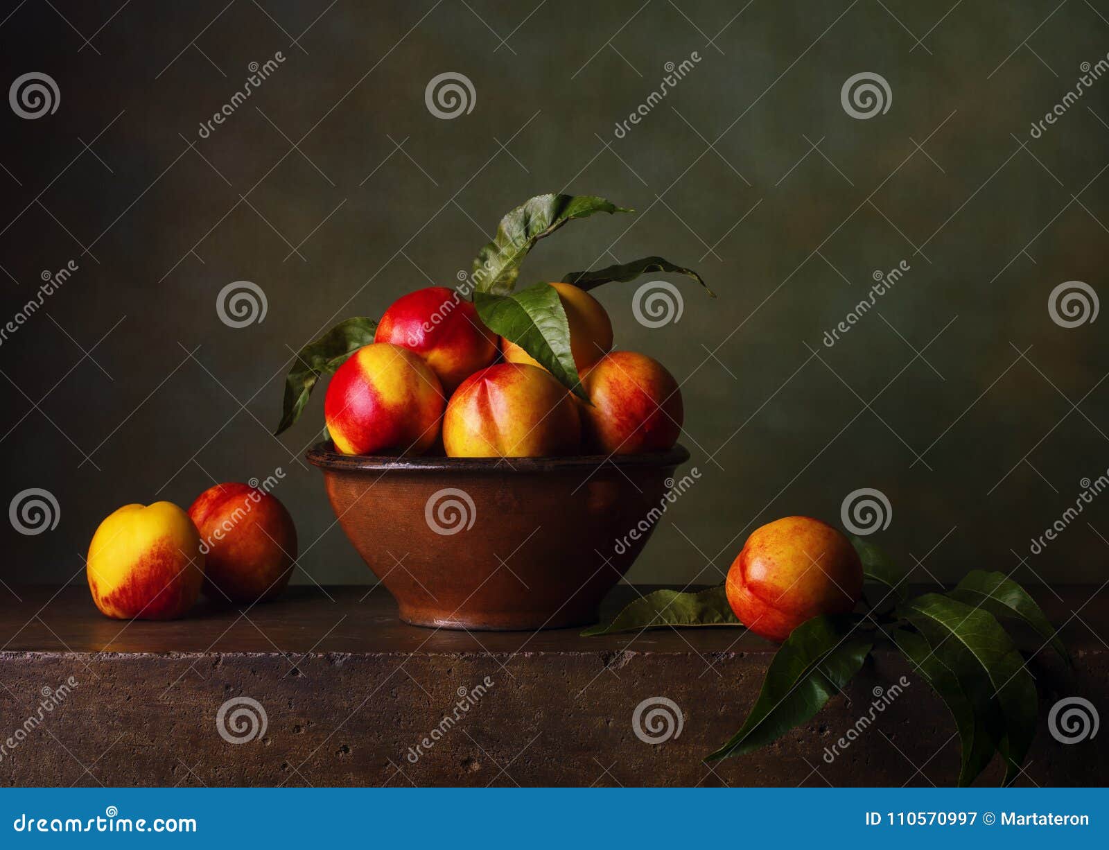 still life with nectarines