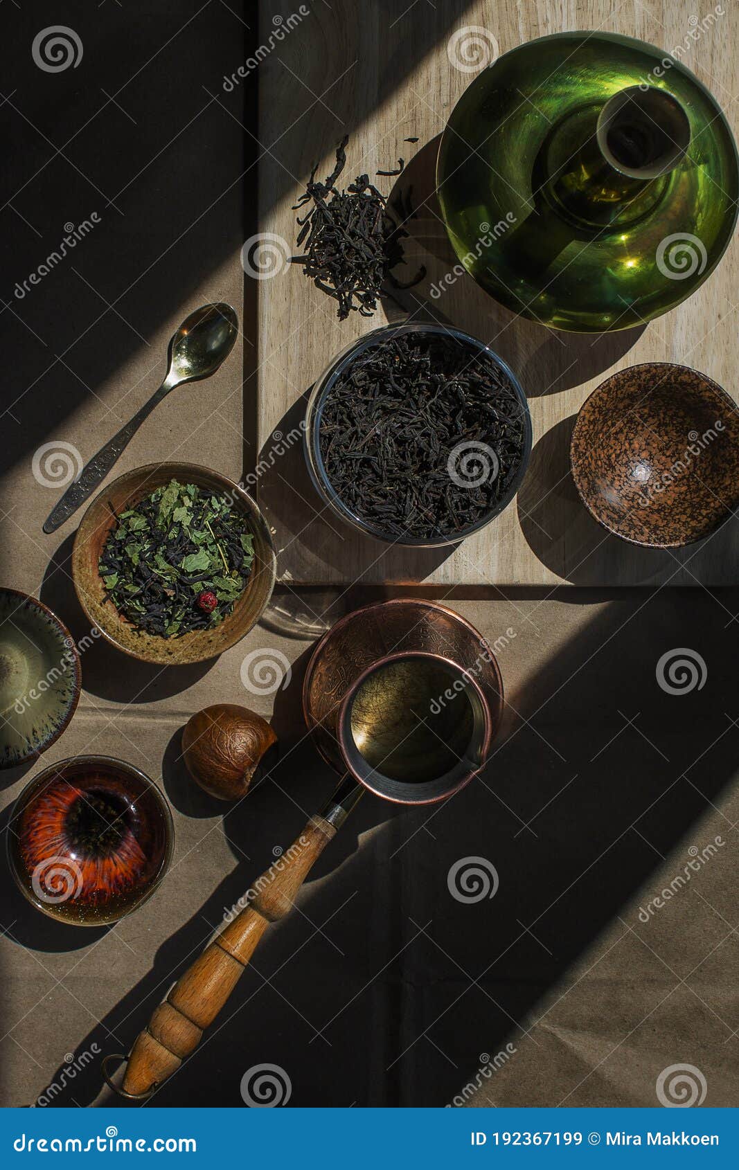 Still Life with Tea and Coffee Accessories Stock Image Image of black