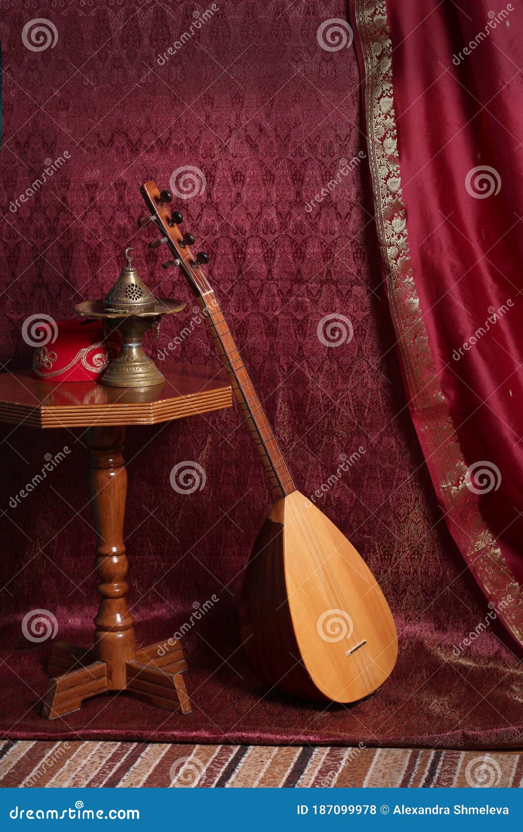 still life in turkish oriental style censer fez baglama saz on the table stock photo image of house classical 187099978