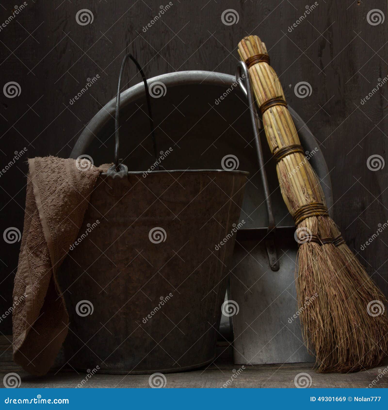 Still Life with Vintage Tools for Cleaning Stock Image Image of still