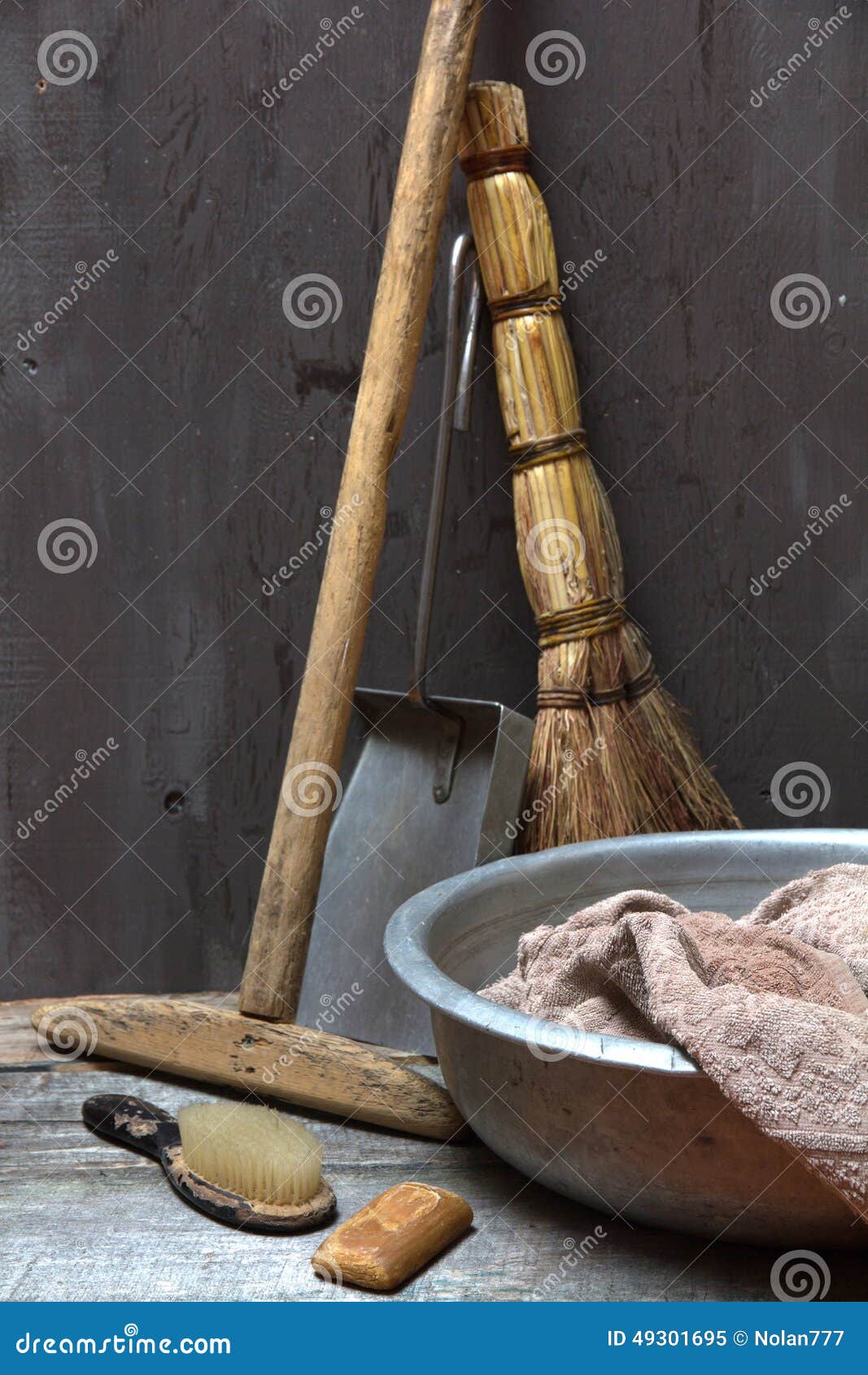 Still Life with Vintage Tools for Cleaning Stock Image Image of tools, shabby 49301695
