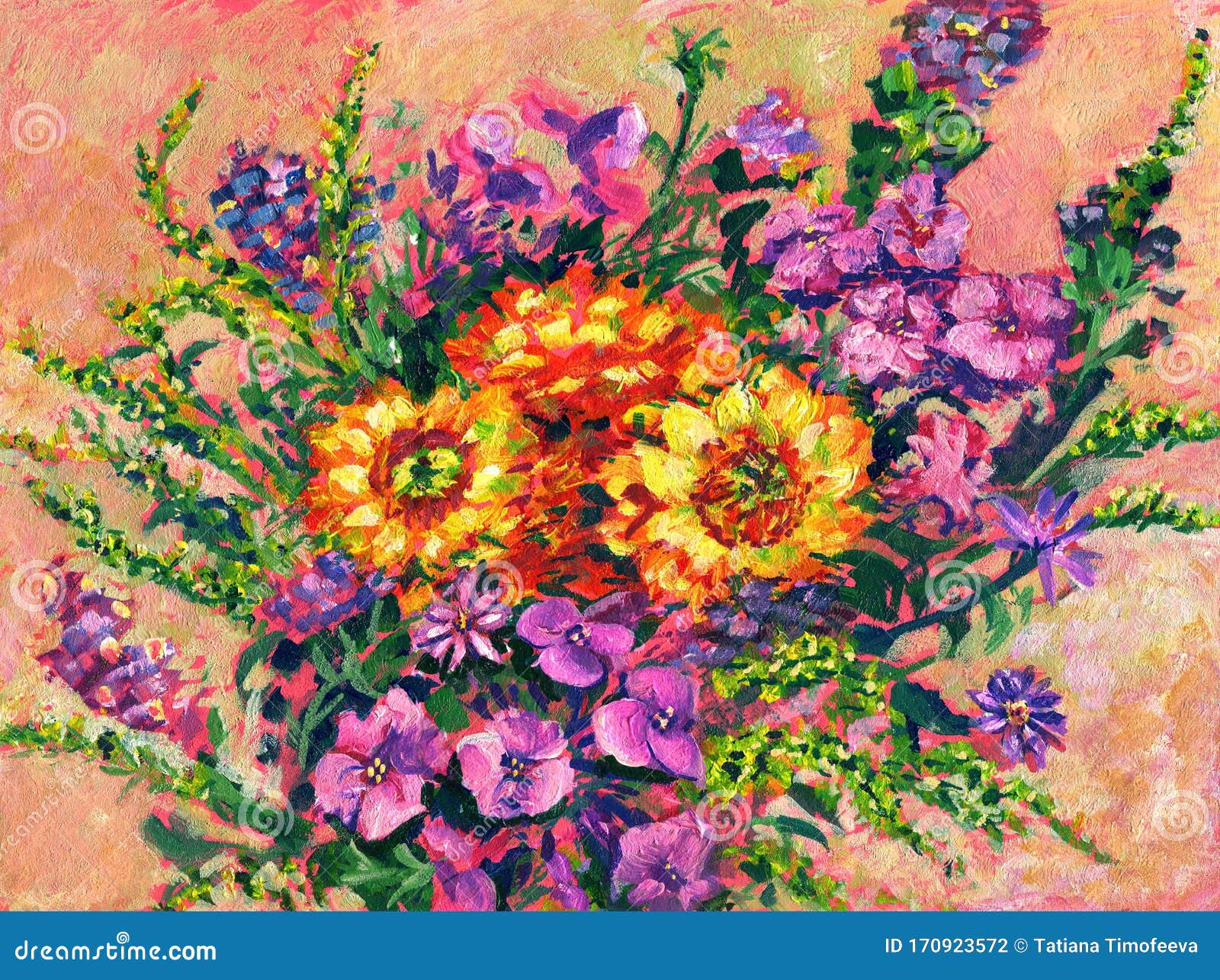 Still Life Of Wildflowers Acrylic Painting Stock Illustration Still Life Of Wildflowers Acrylic Painting Stock Illustration