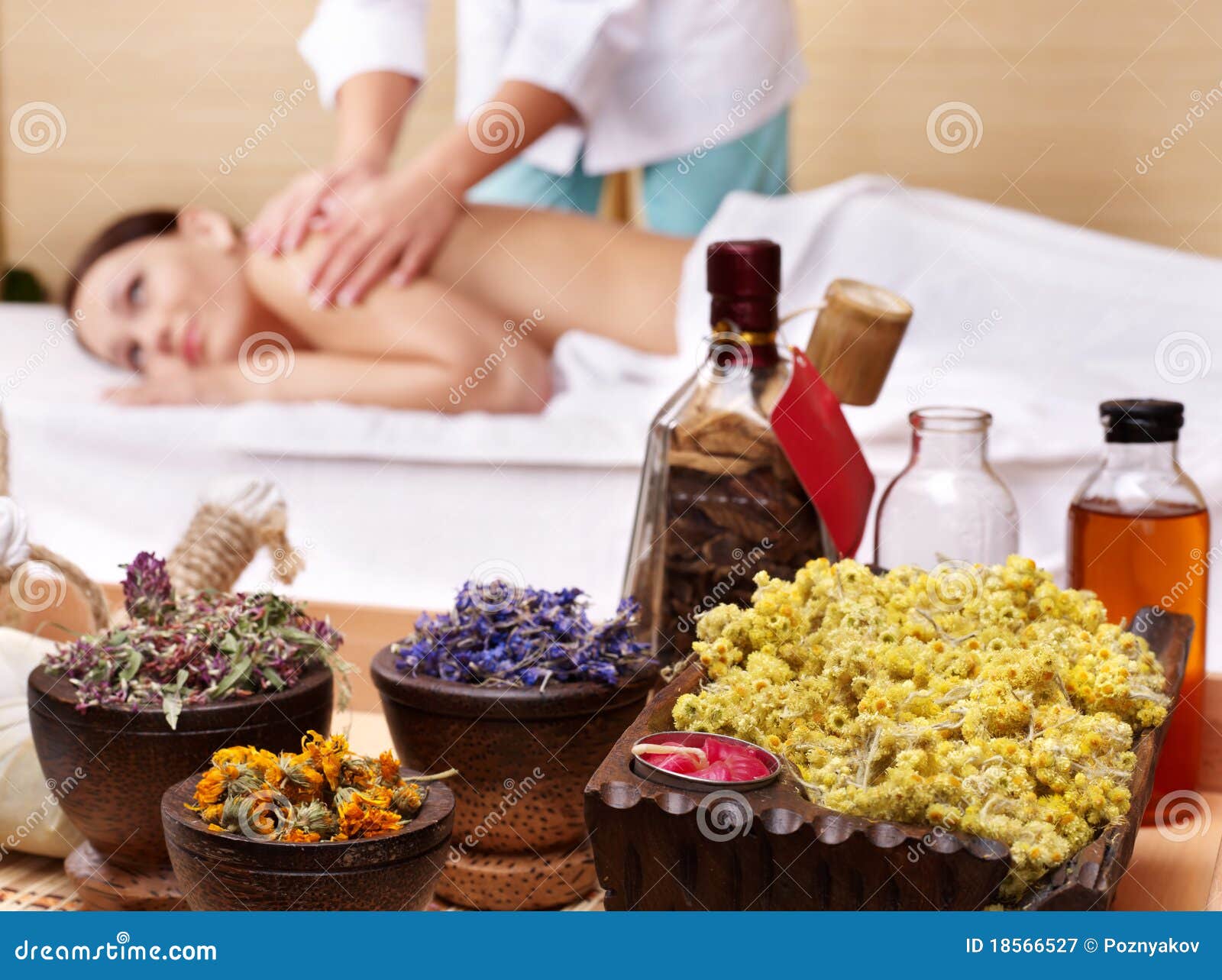 Still Life of Woman on Massage Table in Beauty Spa Stock Image Image