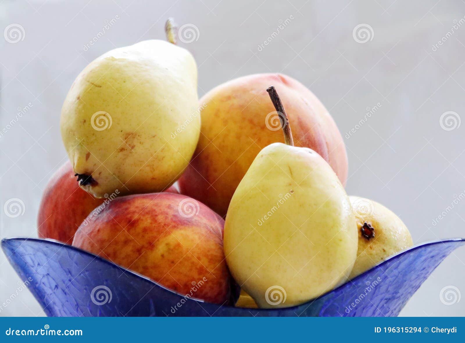 Still Life with Yellow Pears and Peaches Stock Photo Image of