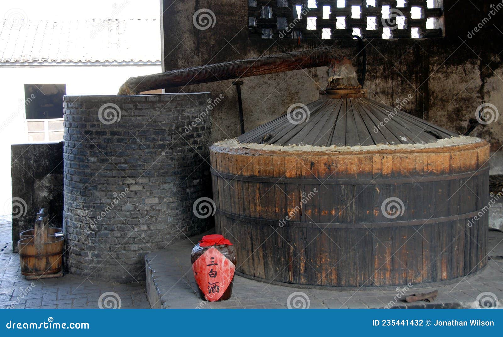 a still for producing bai jiu, a chinese alcoholic drink, in wuzhen, china.