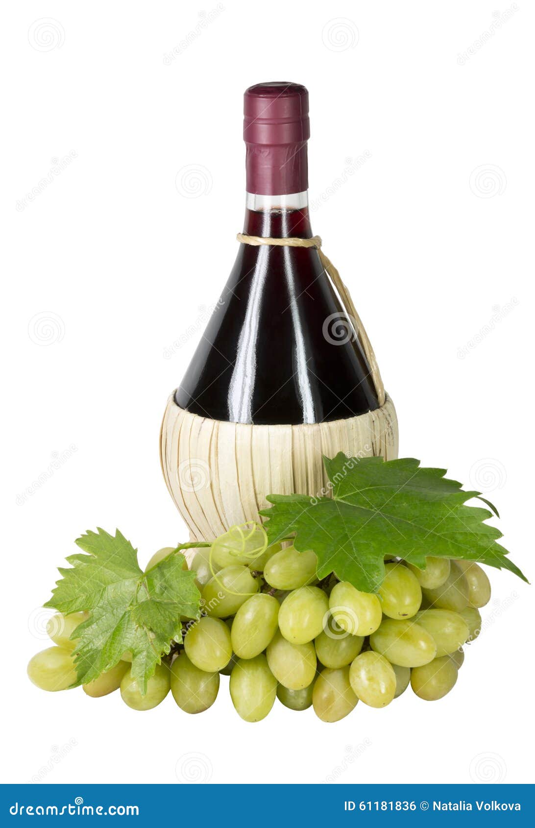 Stilleben med vinflaskan och druvor