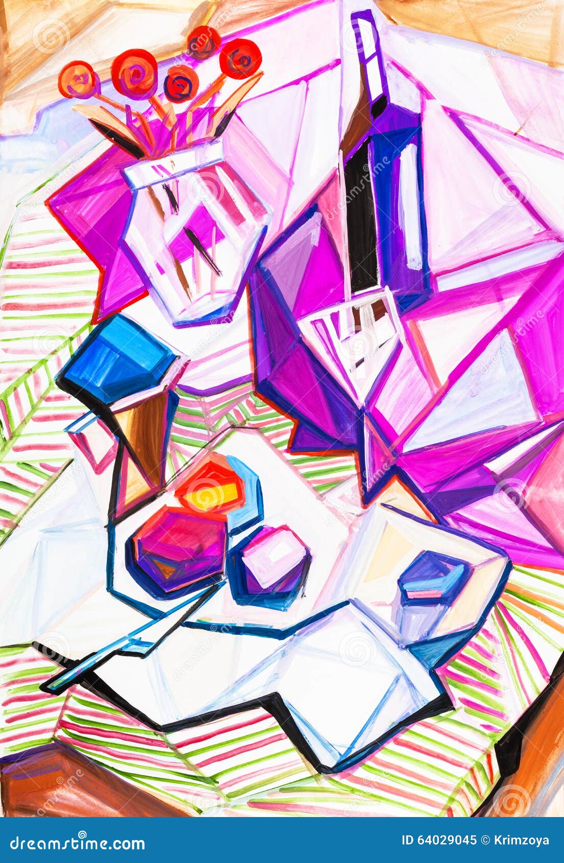 Stillleben auf rotem Stoff stock abbildung. Illustration von noch