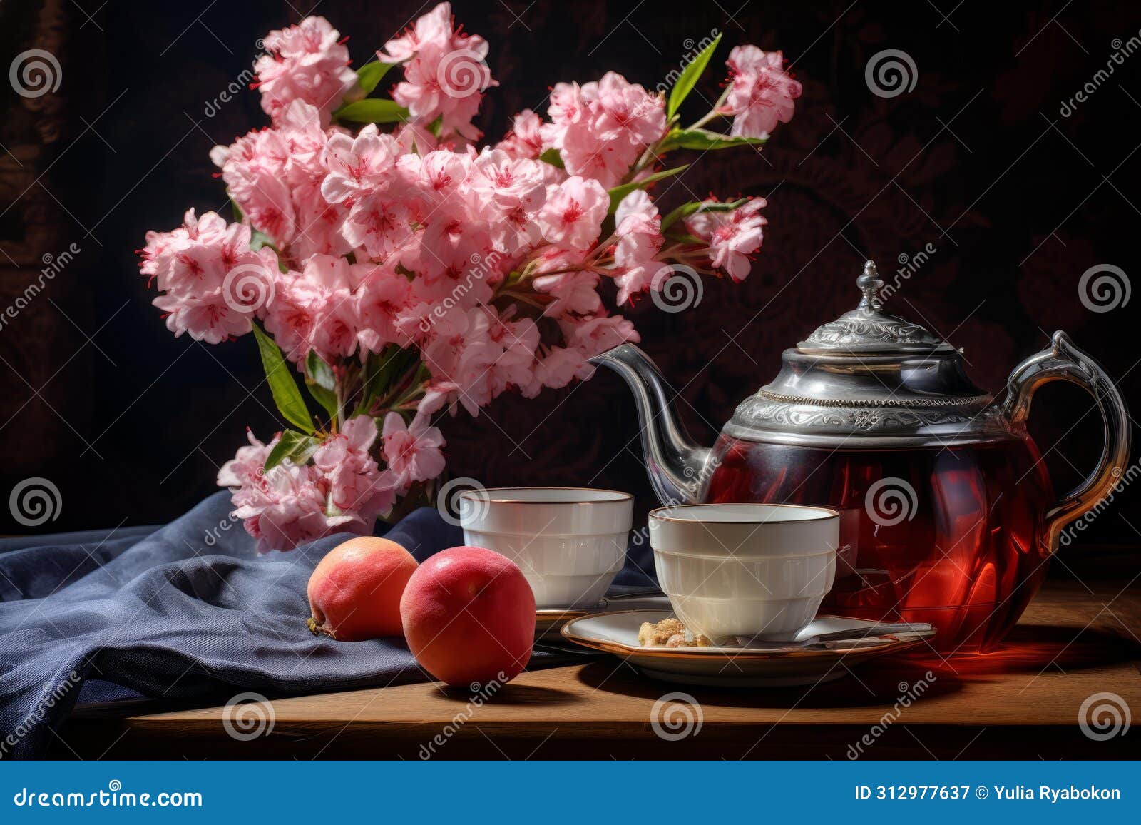 stilllife flowers tea. generate ai