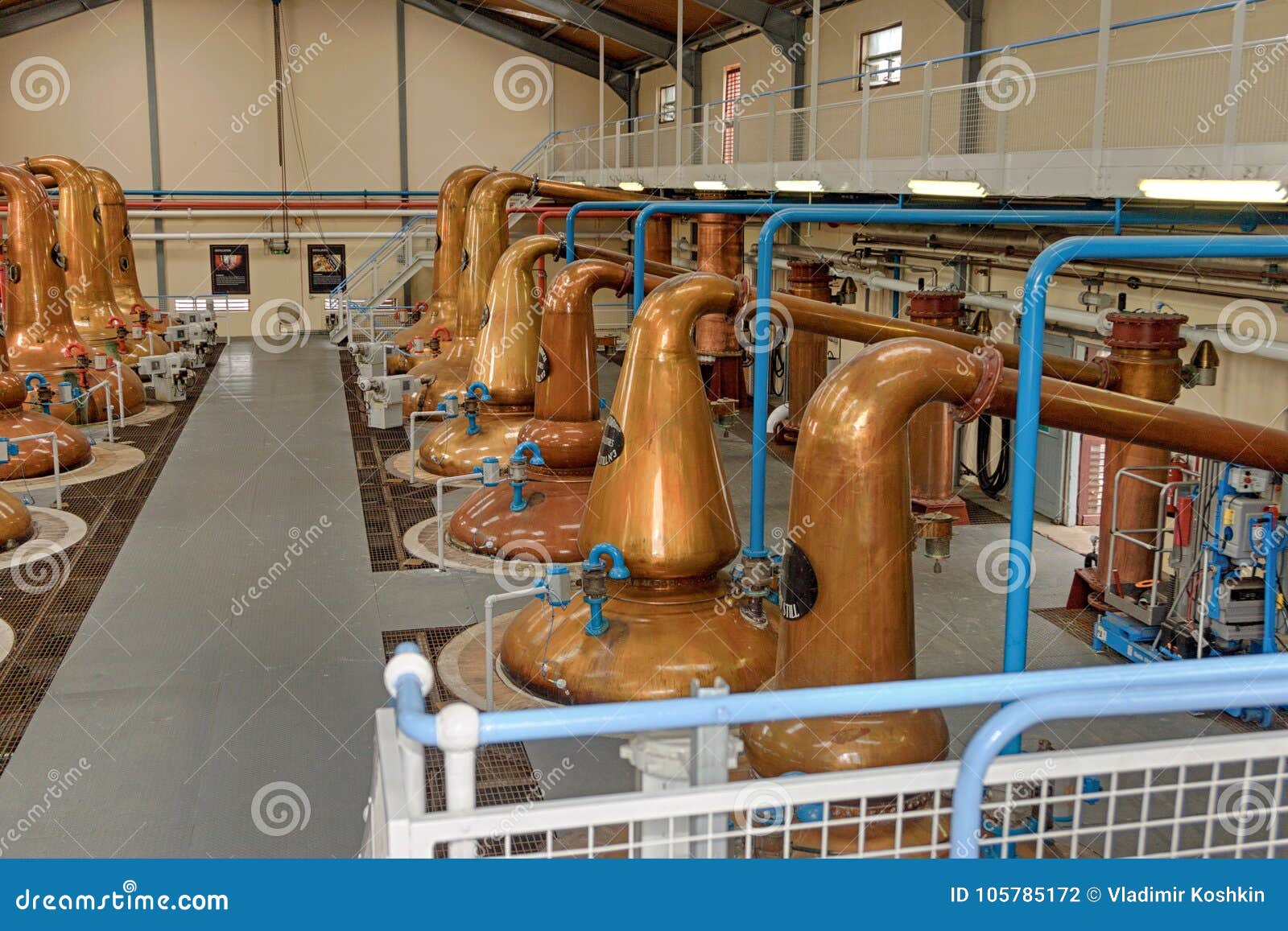 stills for whiskey in a big distillery