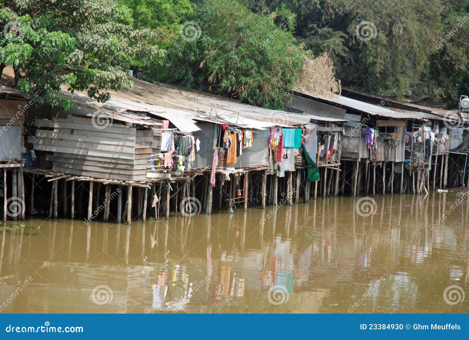 stilt houses - was mirror in water-cambodia