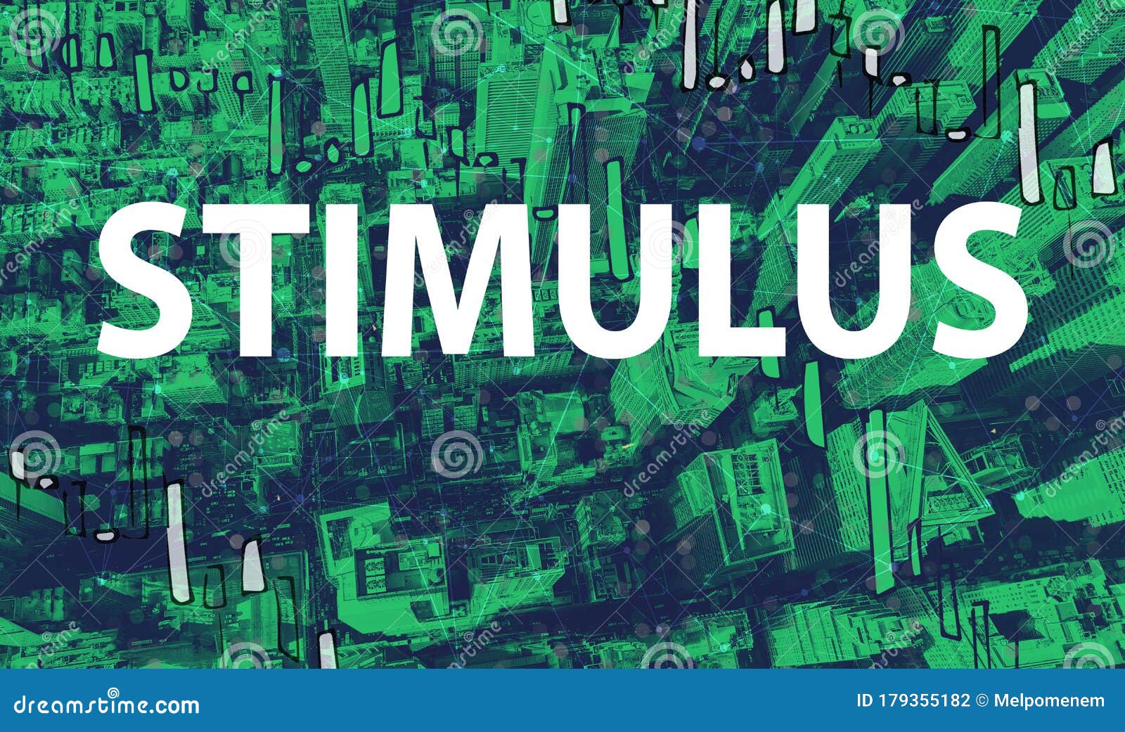 Stimulus Theme with Aerial View of Manhattan NY Skyscrapers Stock Photo