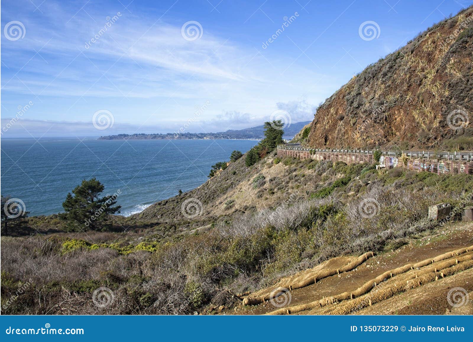 View of Stinson Beach from Highway 1 in Marin County Stock Image