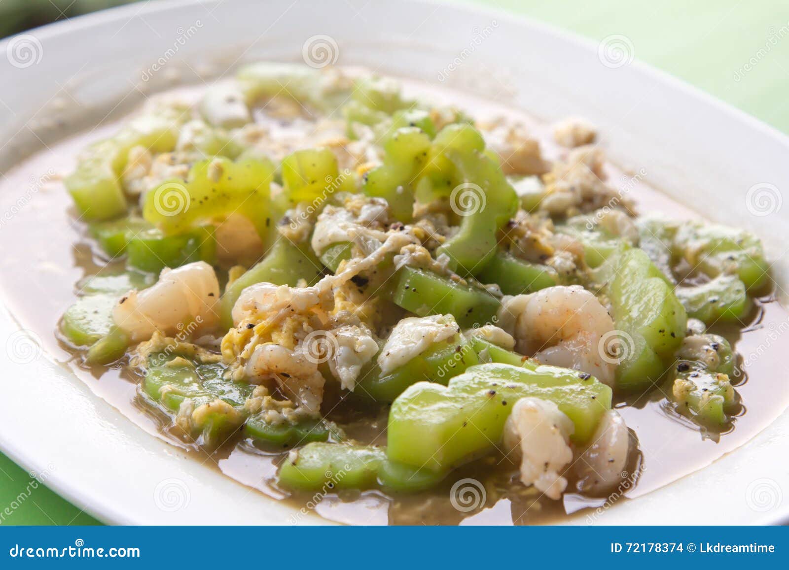 Stir Fried Bitter Gourd With Egg Stock Photo Image Of Bitterness Fruit 72178374