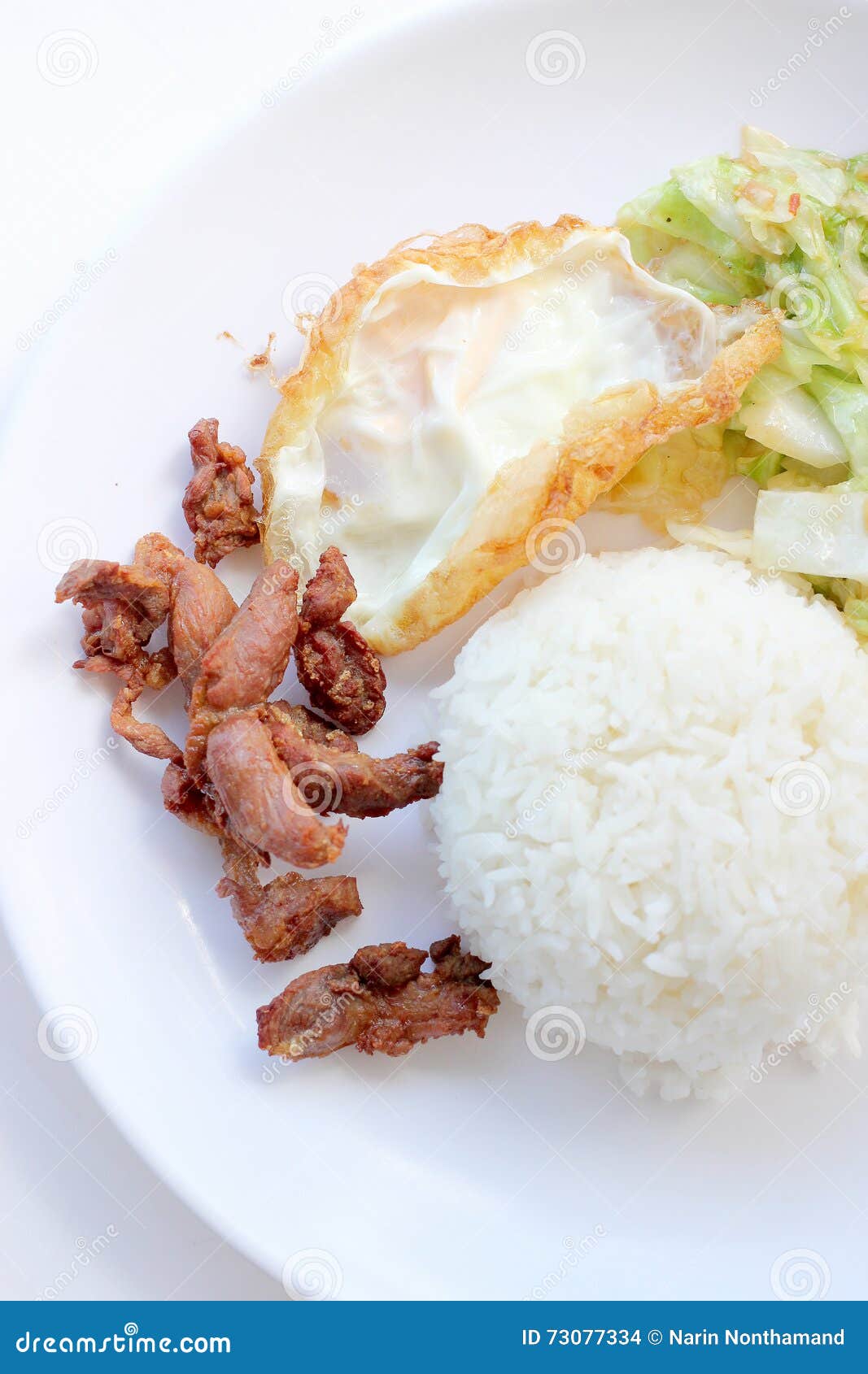 Stirfried Cabbage with Fish Sauce, Fired Pork , Fired Egg with Fish