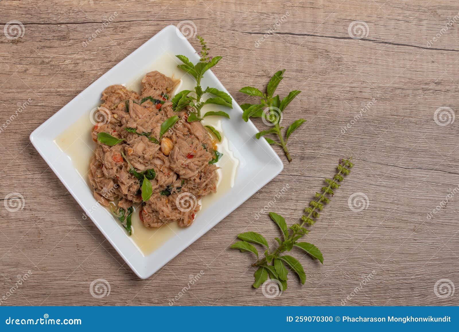 Stir Fried Canned Tuna with Basil Stock Photo Image of lunch, plate 259070300