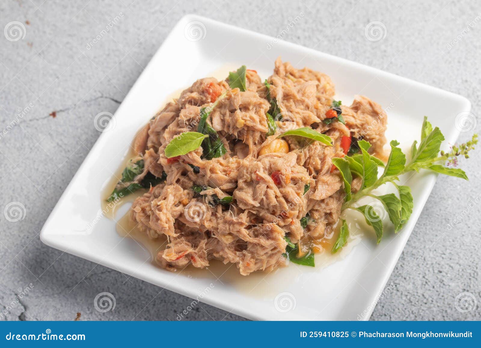 Stir Fried Canned Tuna with Basil Stock Image Image of meat, chili 259410825