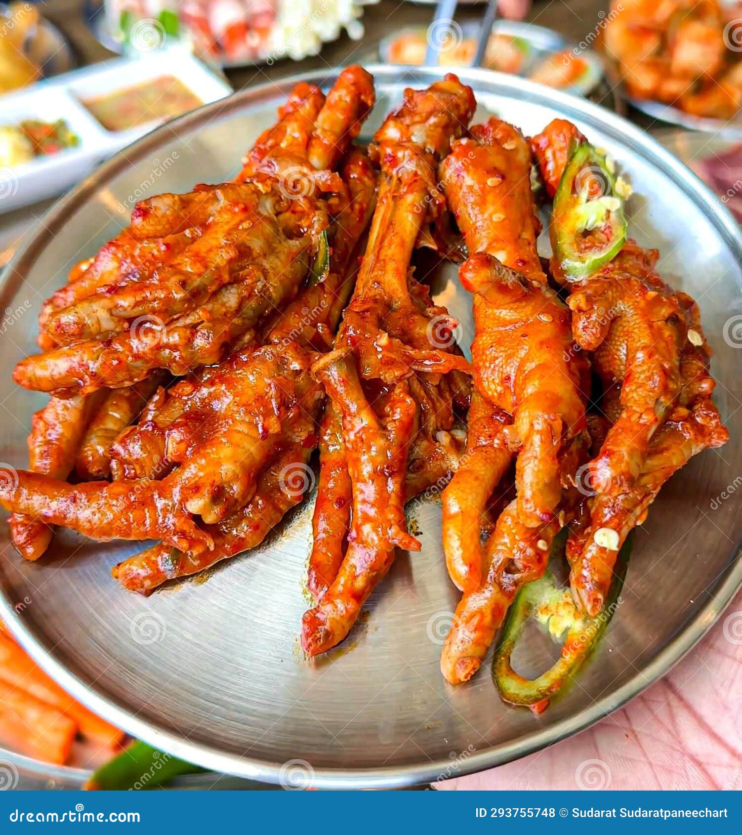 Stirfried Chicken Feet with Chilli Stirfried Chicken Feet Stock Photo