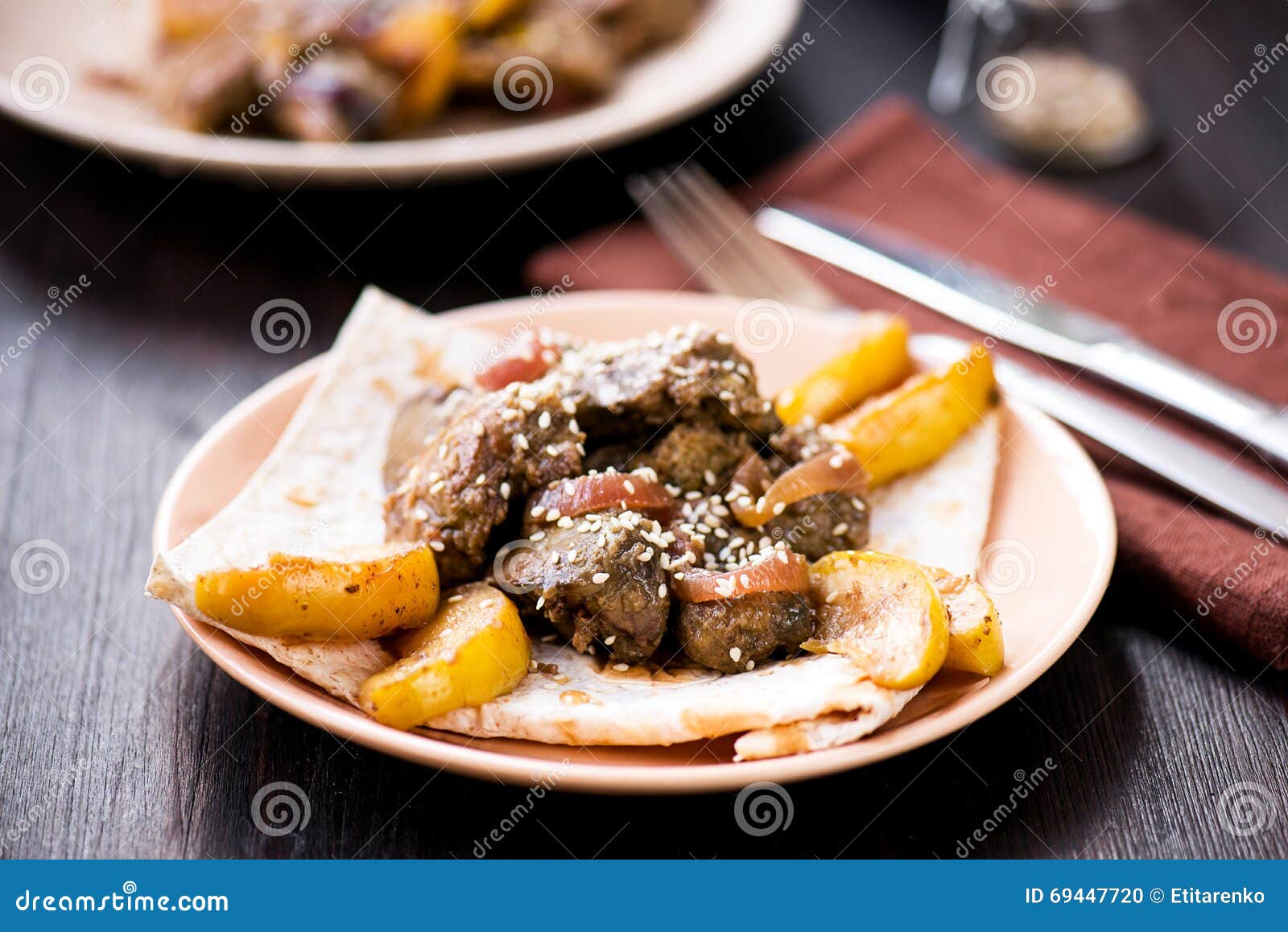 Stirfried Chicken Kidney with Apples Stock Photo Image of stew, dish