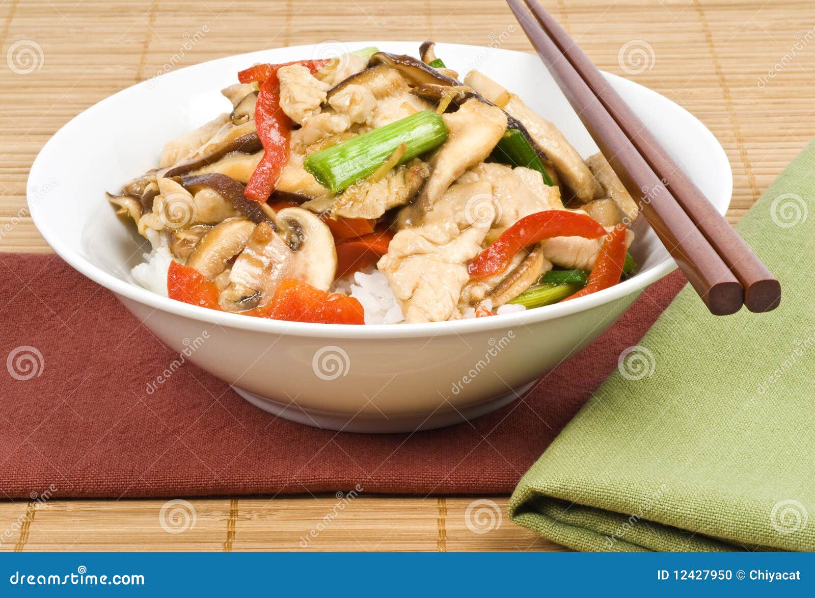 Stir Fried Chicken with Mushrooms Stock Photo - Image of brown, breast