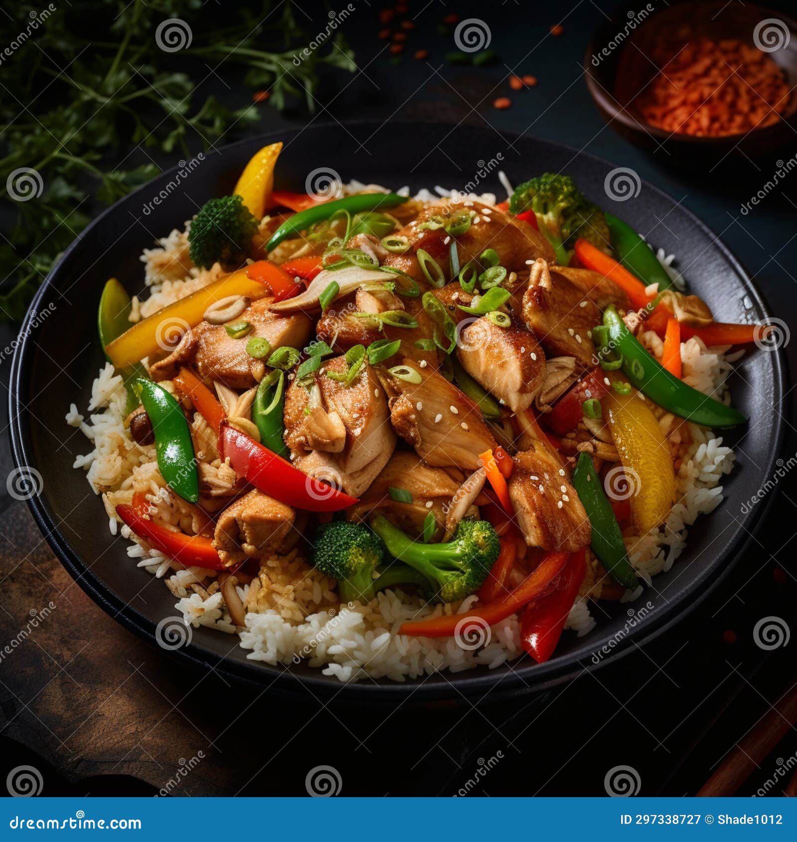 Stir Fried Chicken with Vegetables Stock Illustration - Illustration of