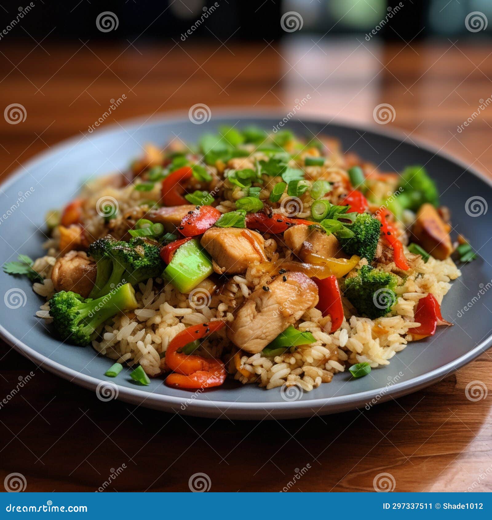 Stir Fried Chicken with Vegetables Stock Illustration - Illustration of