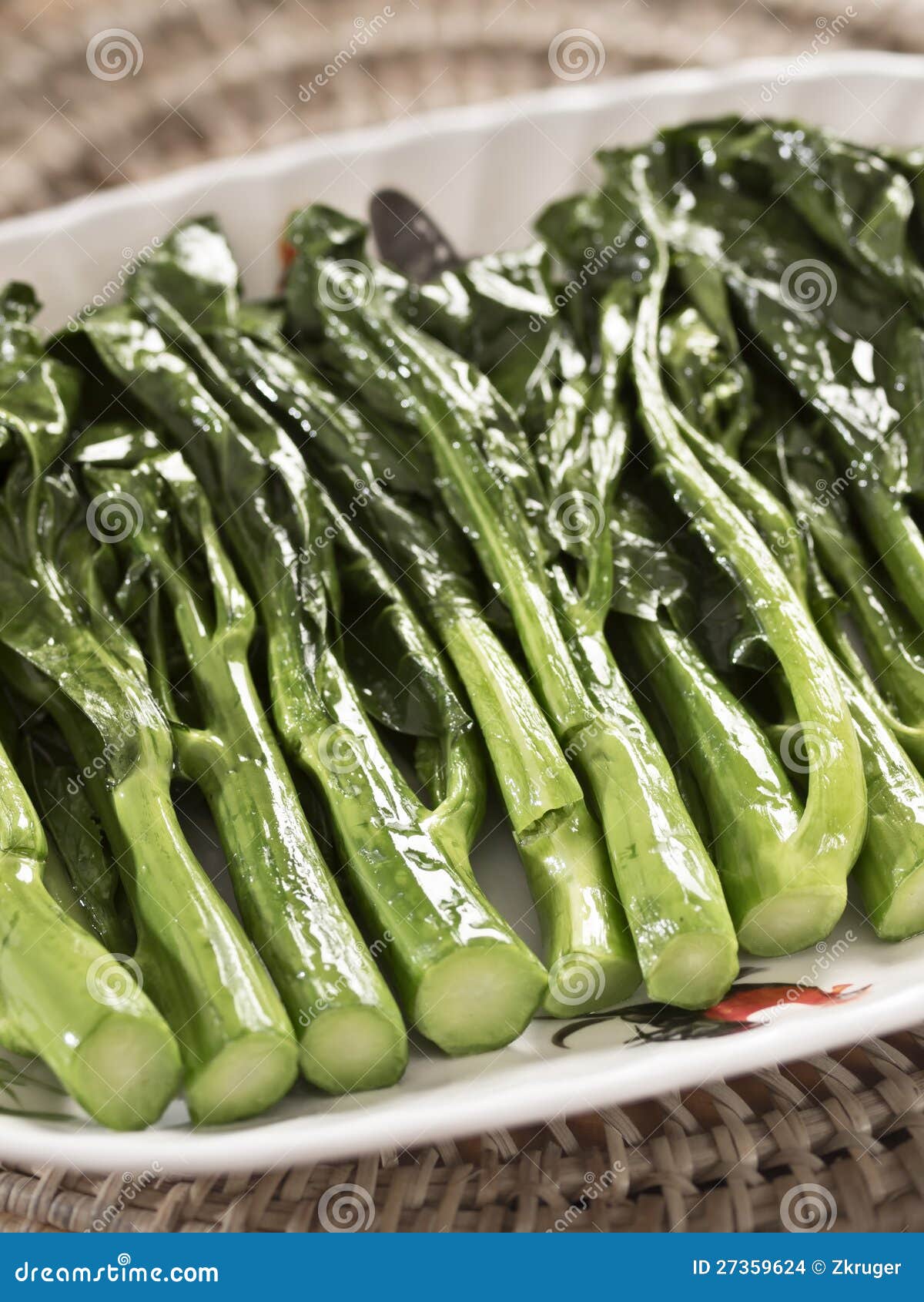 Chinese Broccoli Or Chinese Kale Isolated On White Background Royalty