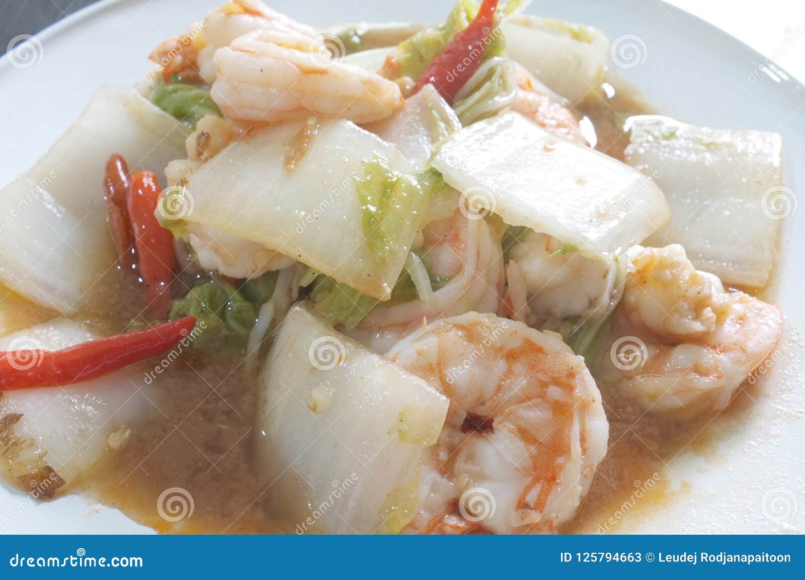 Stir Fried Chinese Cabbage with Shrimp Stock Image - Image of lunch