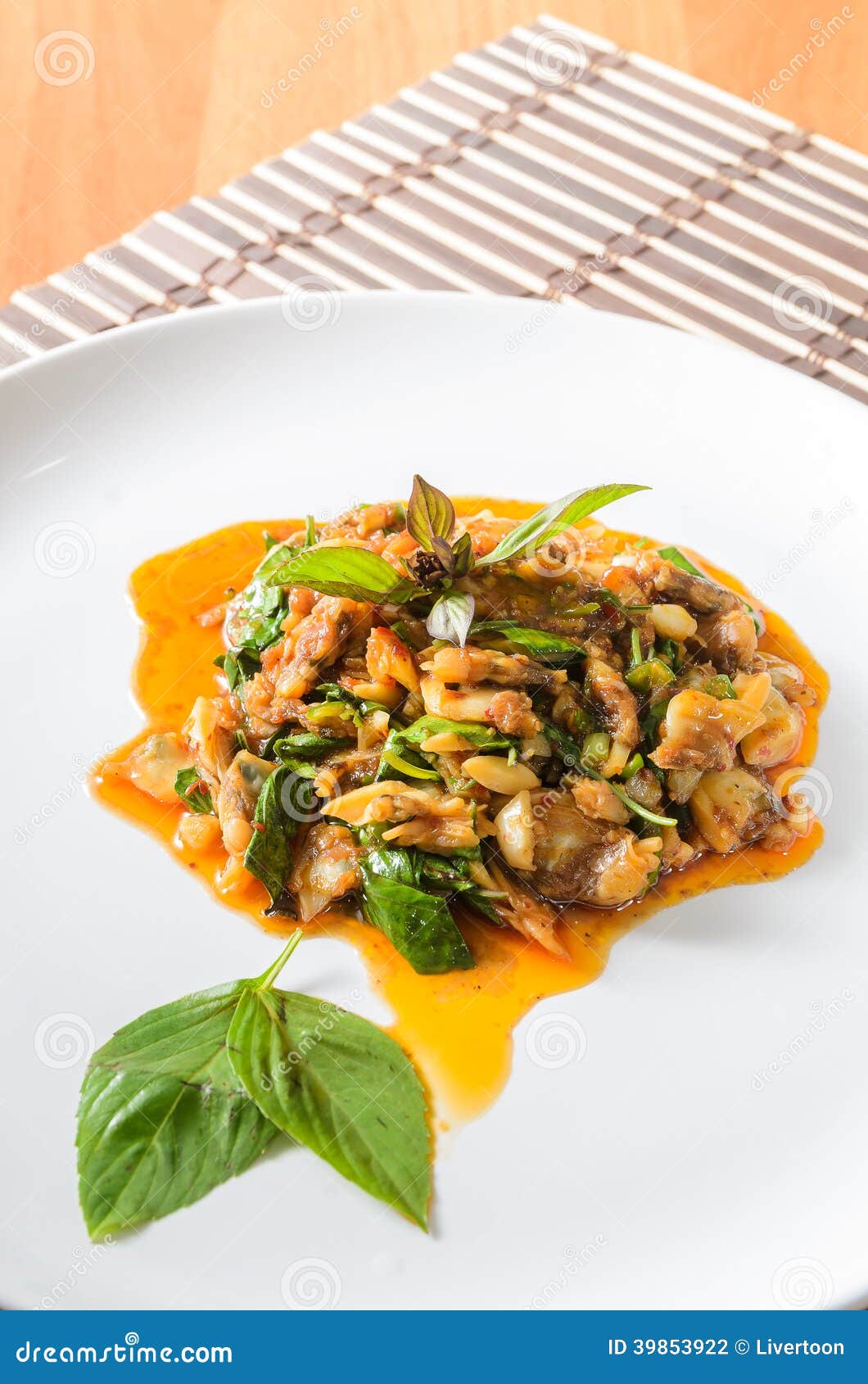 Stir Fried Clams with Roasted Chili Paste. Stock Photo Image of stir