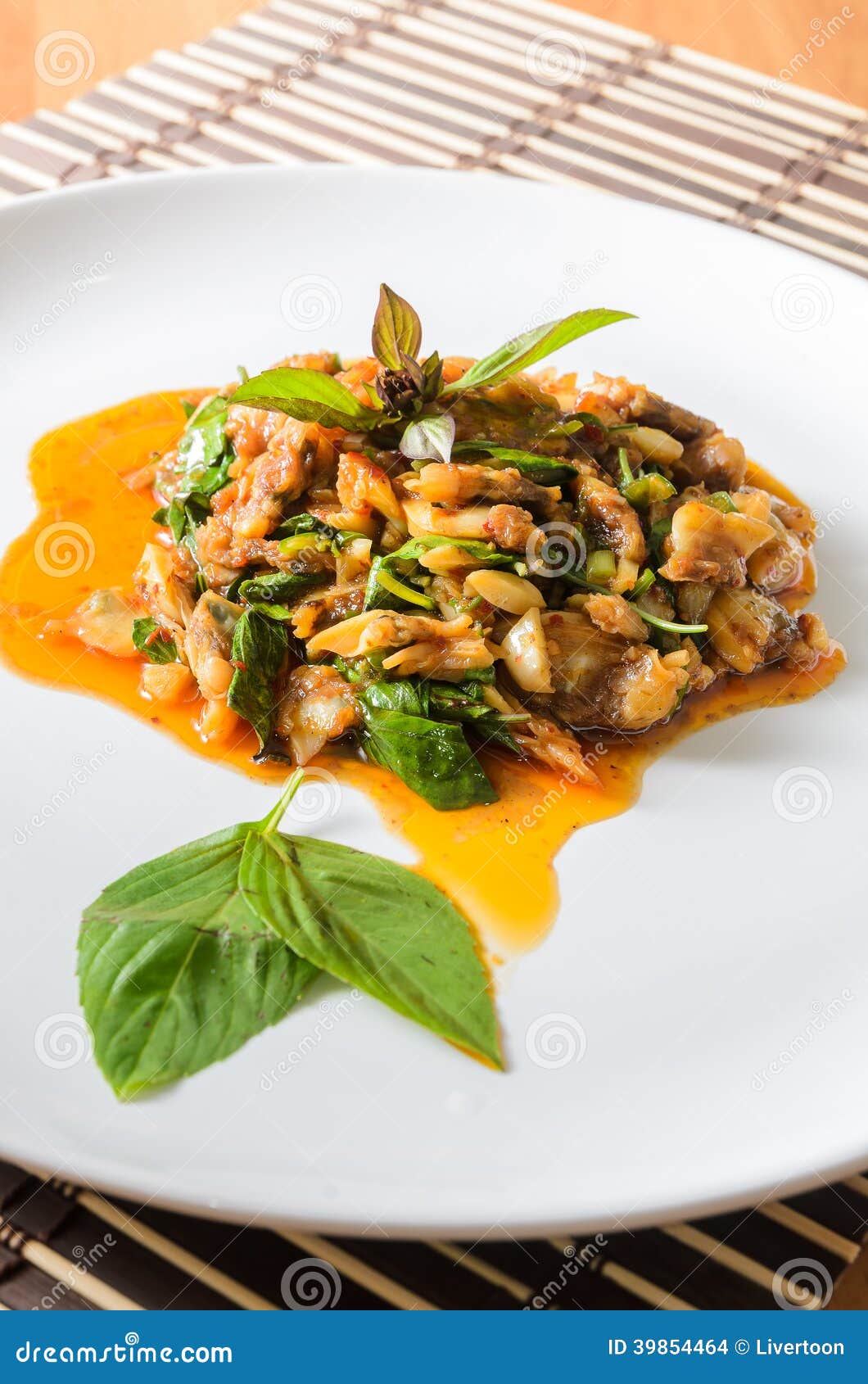 Stir Fried Clams with Roasted Chili Paste. Stock Photo Image of asian
