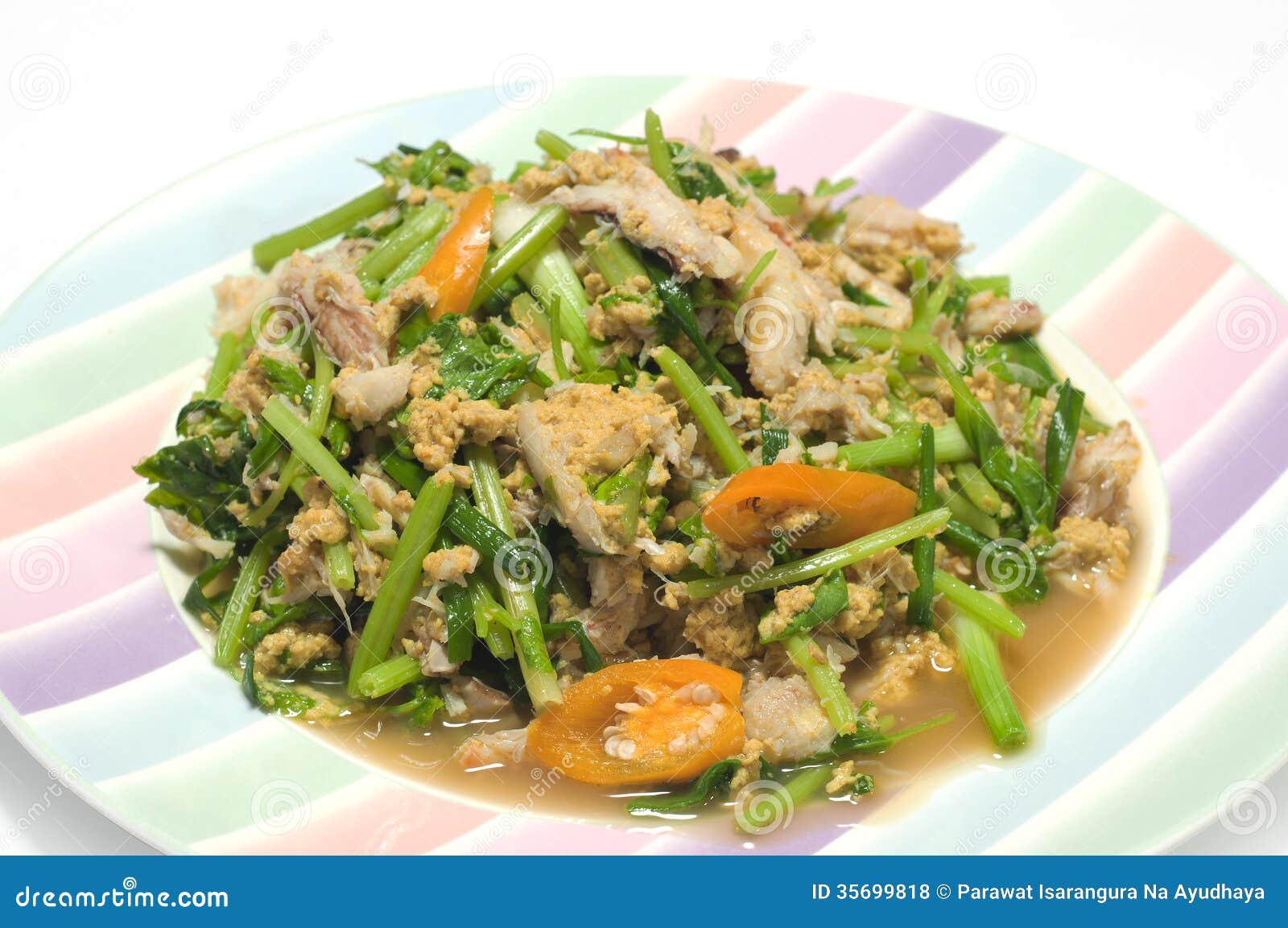 Stirfried Crab Meat with Curry Powder. Stock Photo Image of gourmet