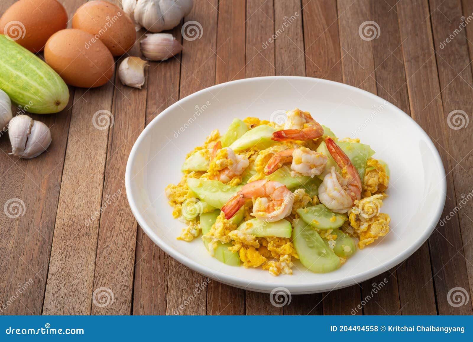 Stir Fried Cucumber with Shrimp and Eggs with Oyster Sauce Stock Photo Image of nutritional