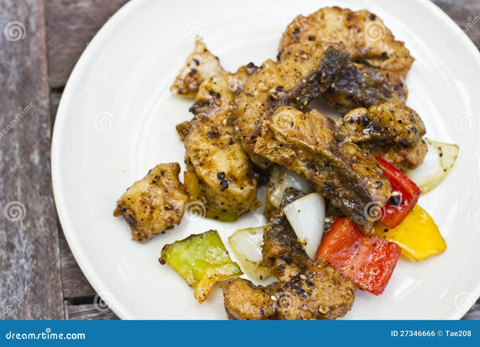 Stir Fried Fish in Black Pepper Sauce Stock Photo Image of macro