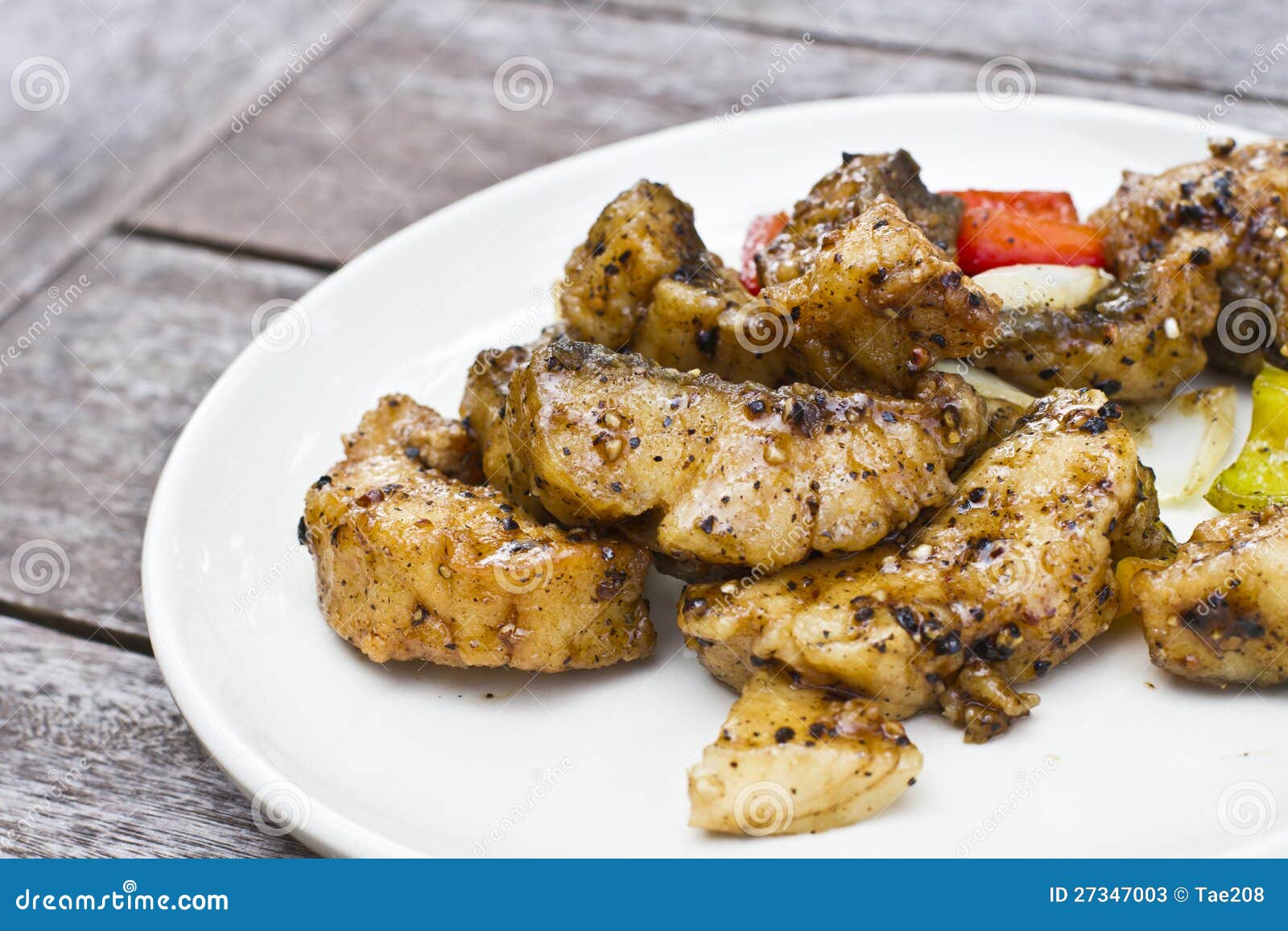 Stir Fried Fish in Black Pepper Sauce Stock Image Image of onion