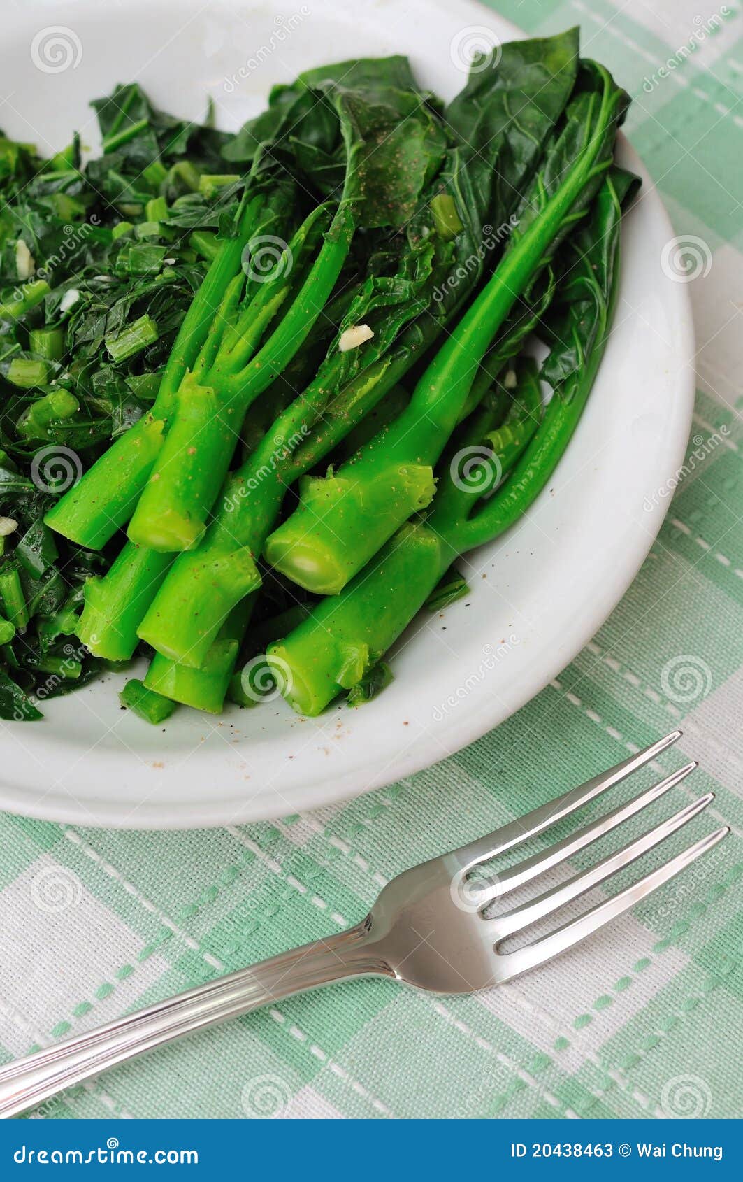 Stir Fried Leafy Vegetables Stock Image Image of fork, chinese 20438463