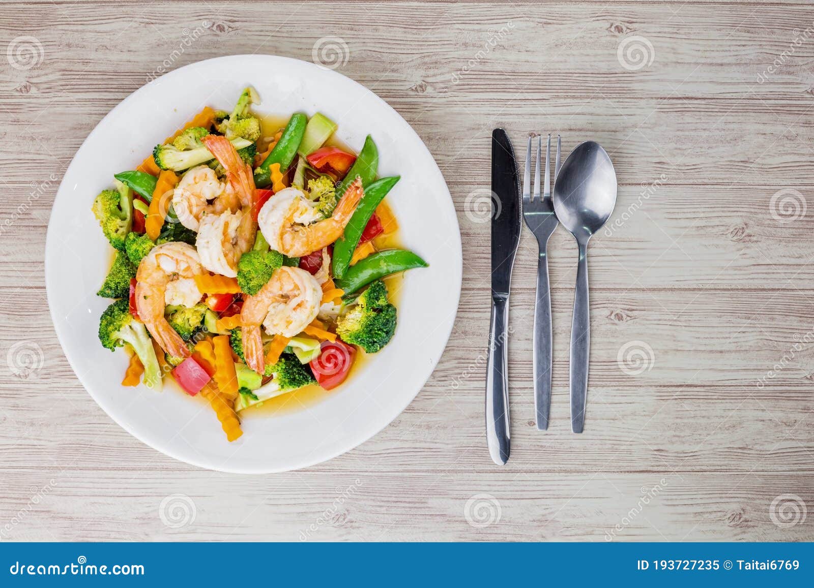 Stir Fried Mixed Vegetables with Shrimp Stock Image - Image of pepper