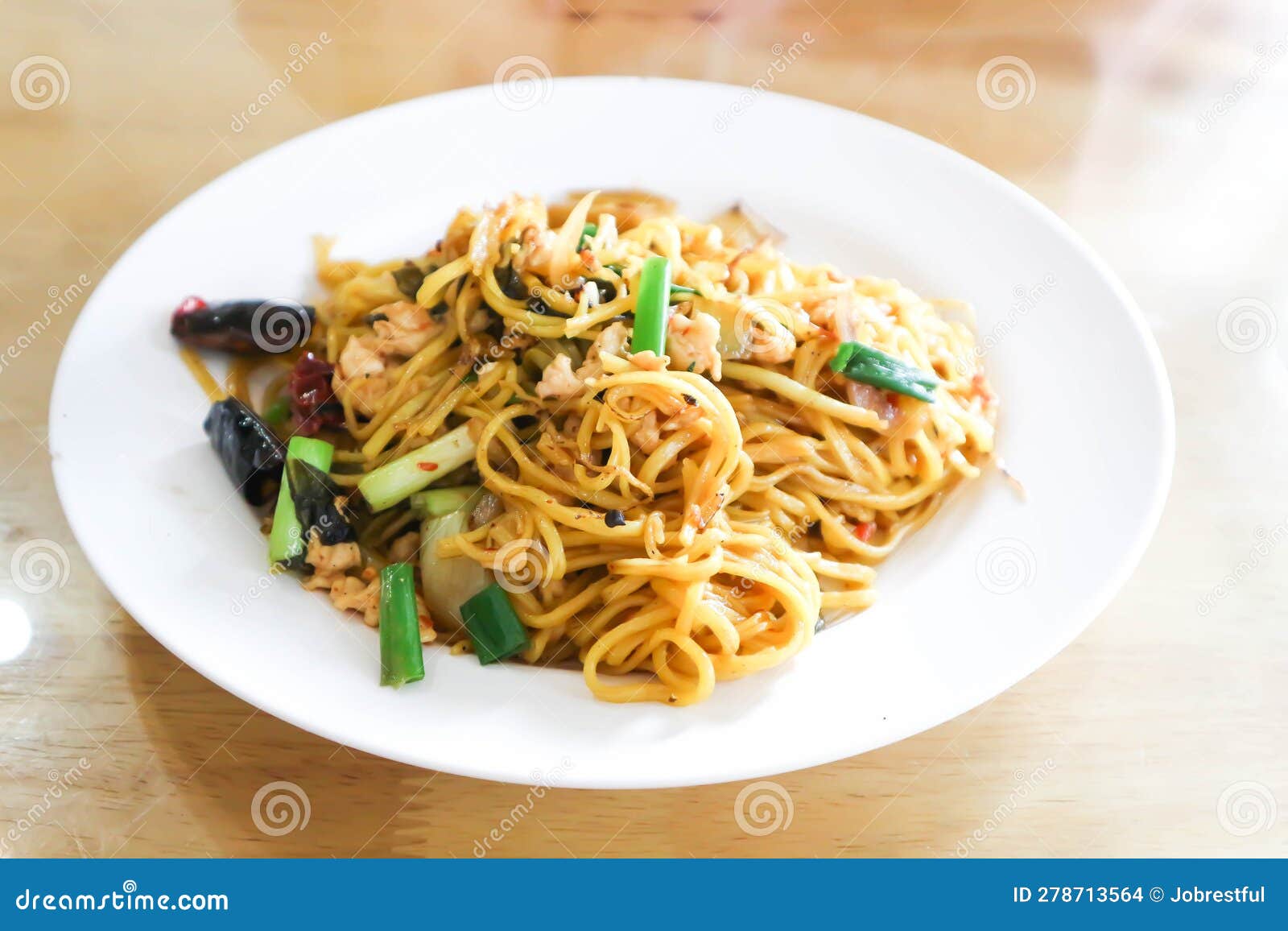 Stir Fried Noodles with Pork and Vegetable Stock Photo - Image of onion