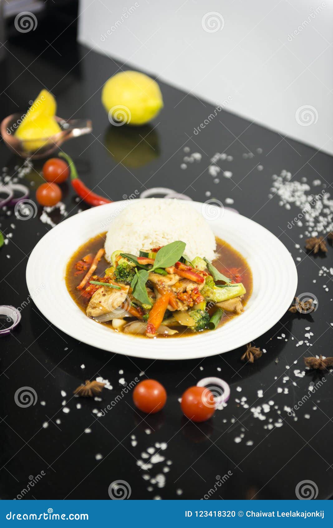 Stir Fried Oyster Sauce with Rice Stock Photo - Image of meal, asian