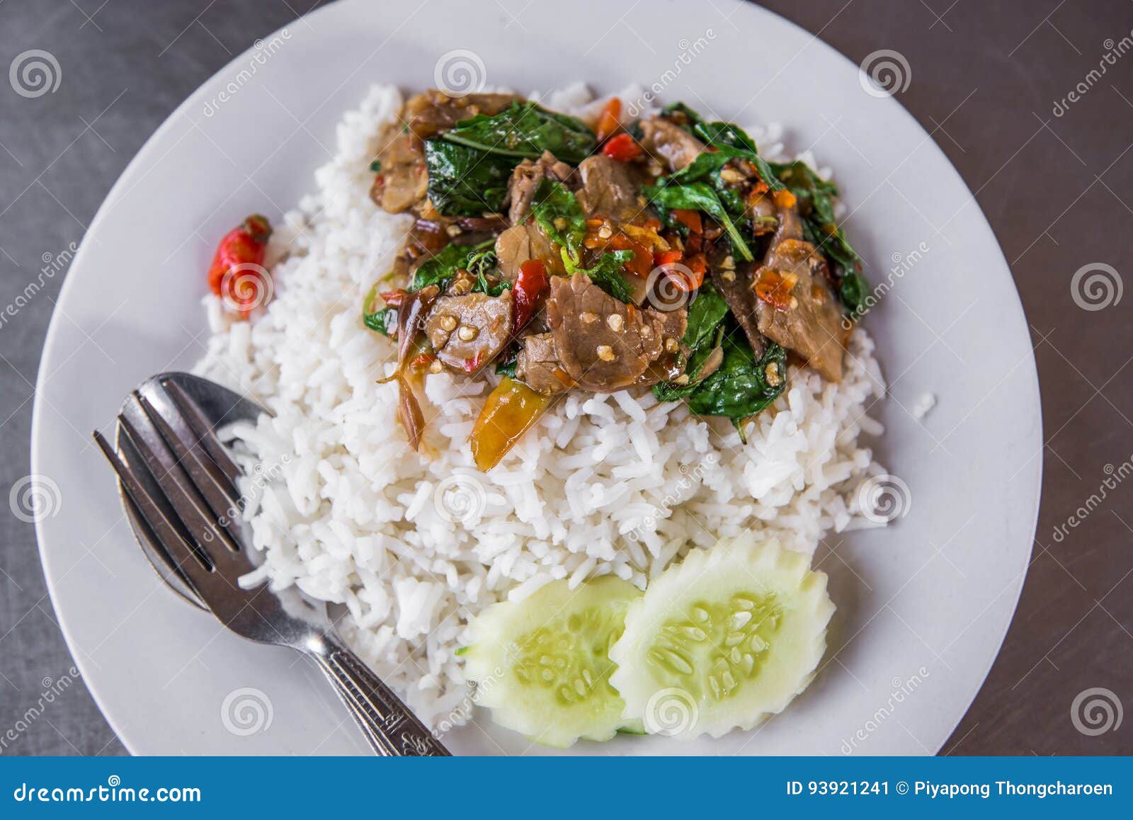 Stirfried Pork with Basil Leaves,Thai Food Stock Image Image of