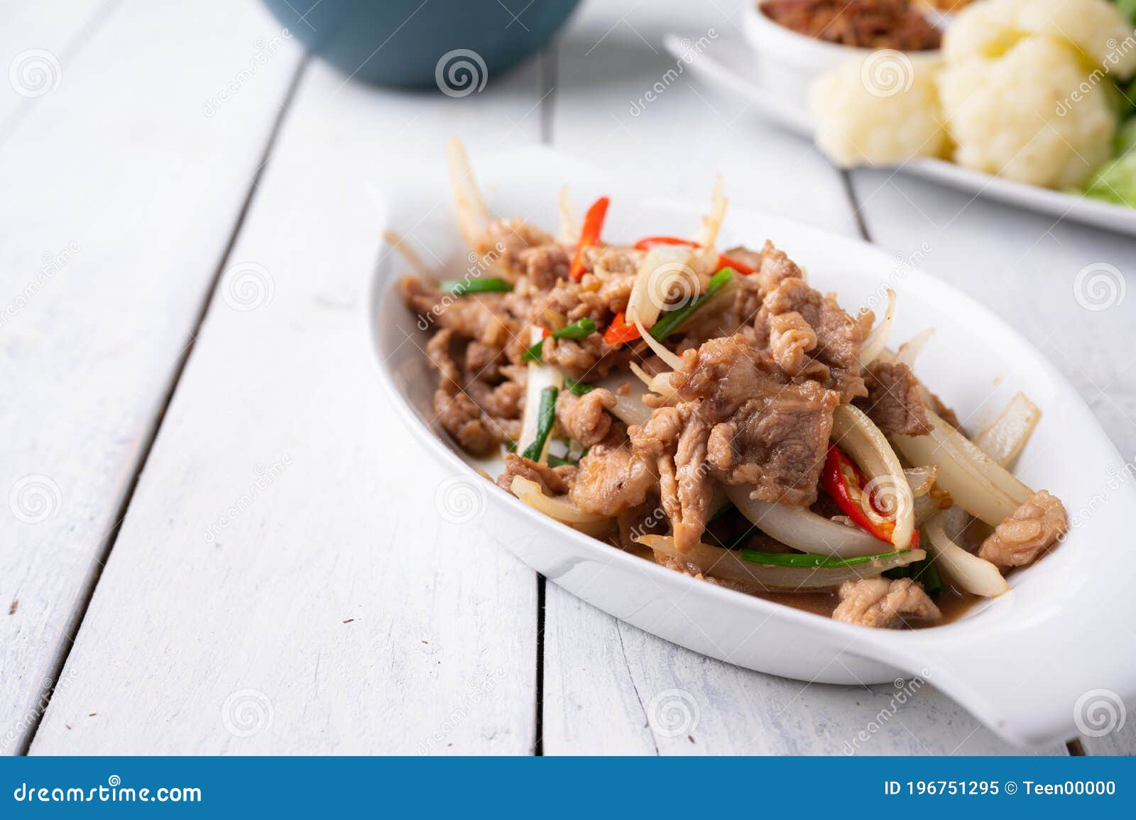 Stir Fried Pork with Vegetables in Asian Style Stock Image - Image of
