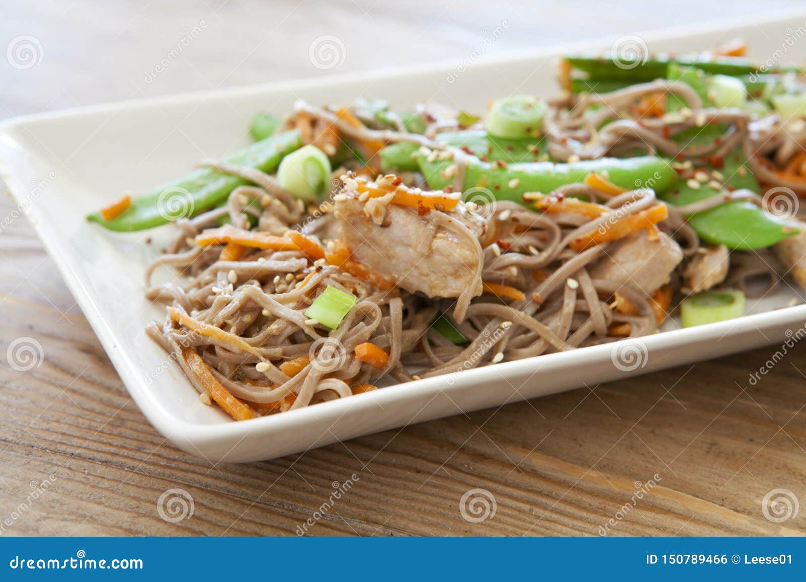 Stir Fried Soba Noodles with Pork Stock Photo - Image of pasta