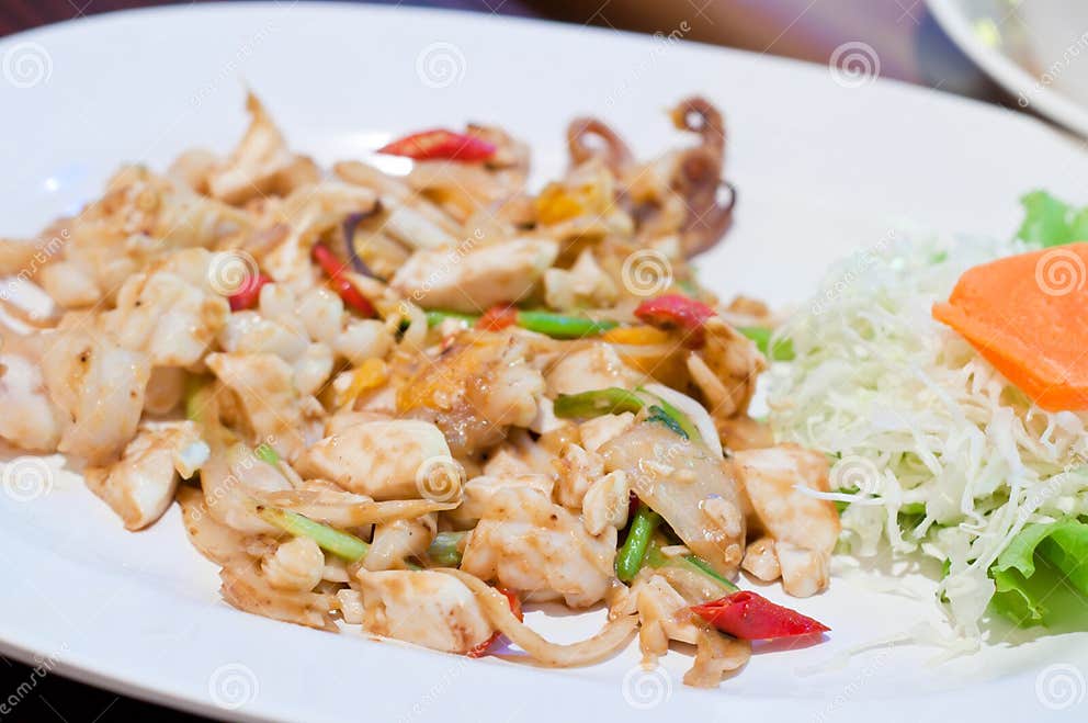 Stir Fried Squid with Salted Egg Yolk Stock Photo Image of dish